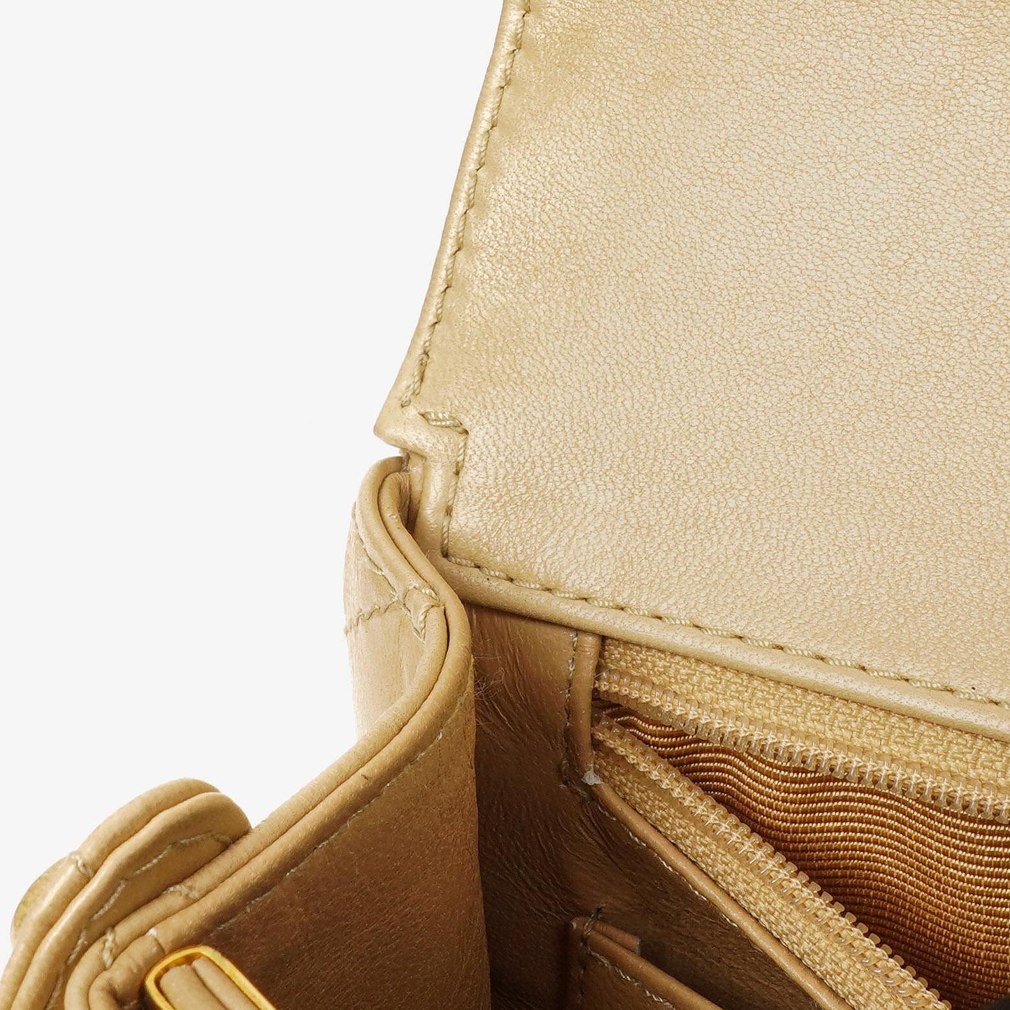 Chanel Beige Quilted Lambskin Diana Shoulder Bag With 24K Gold-Plated Hardware