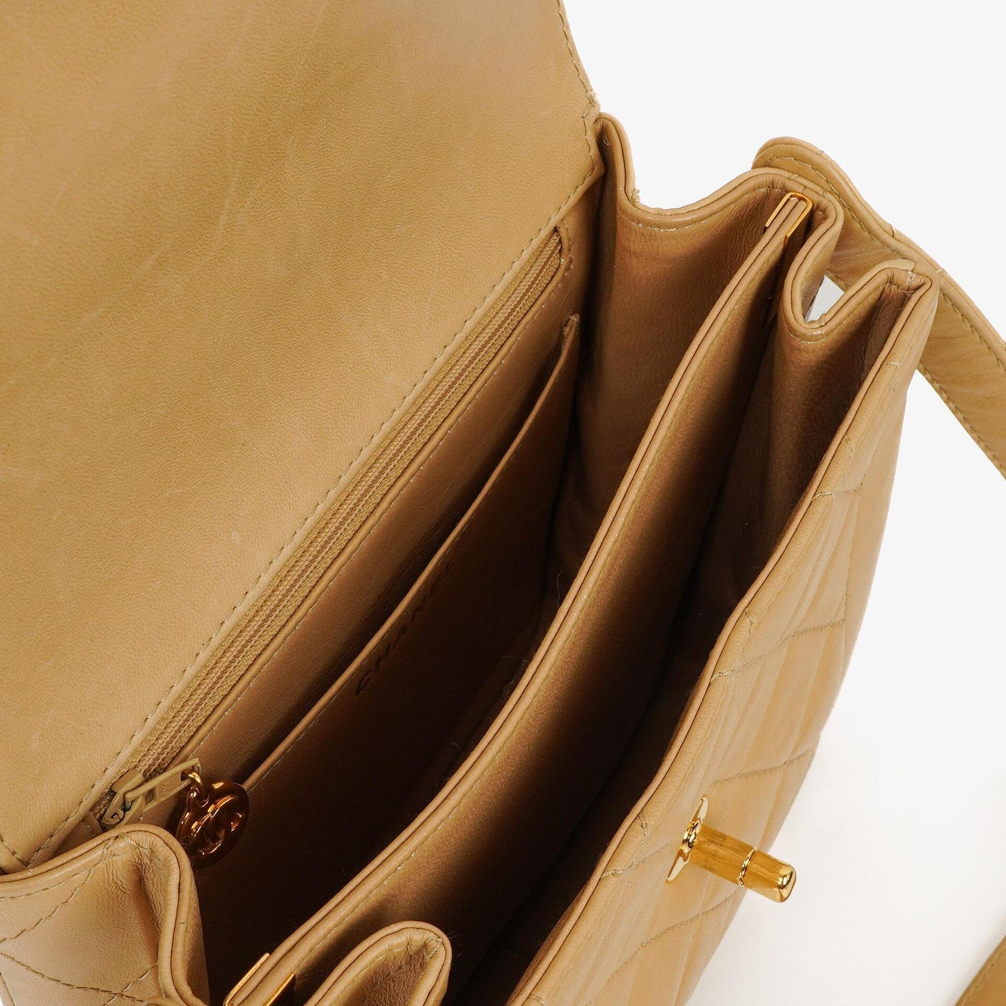 Chanel Beige Quilted Lambskin Diana Shoulder Bag With 24K Gold-Plated Hardware