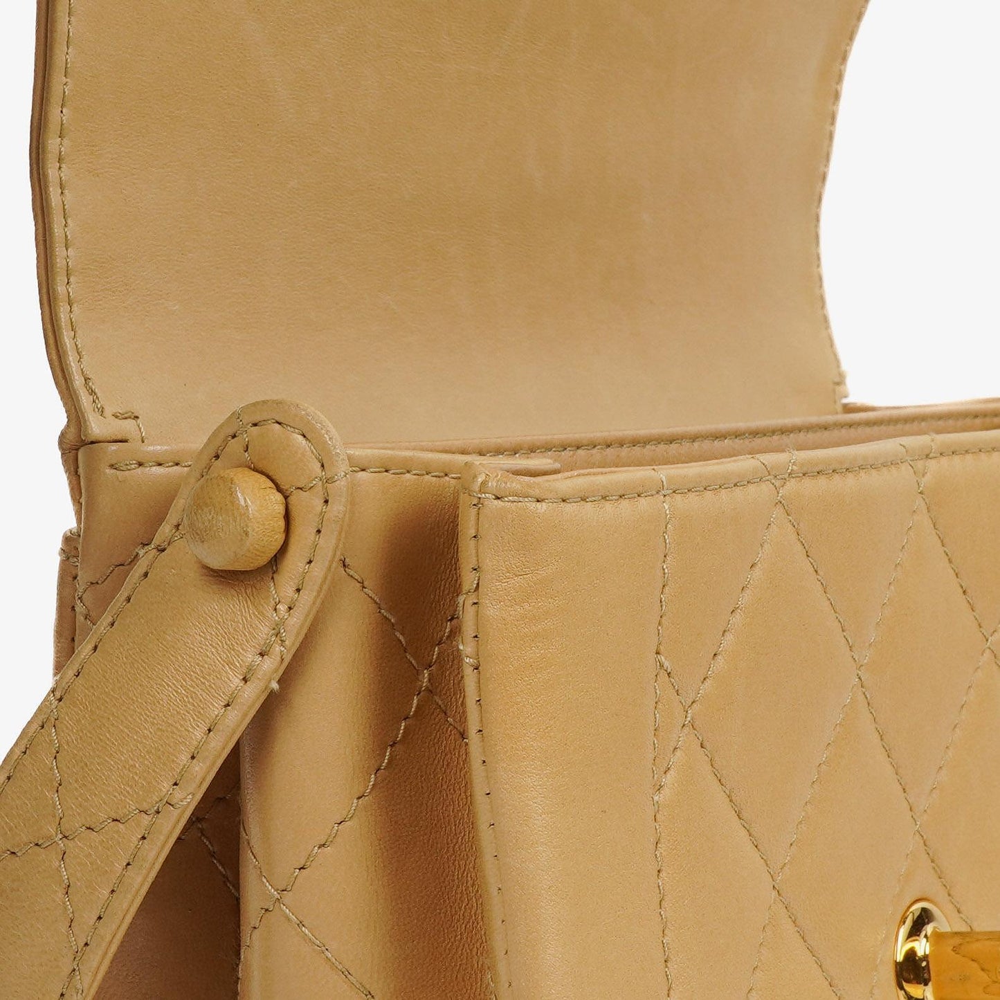Chanel Beige Quilted Lambskin Diana Shoulder Bag With 24K Gold-Plated Hardware