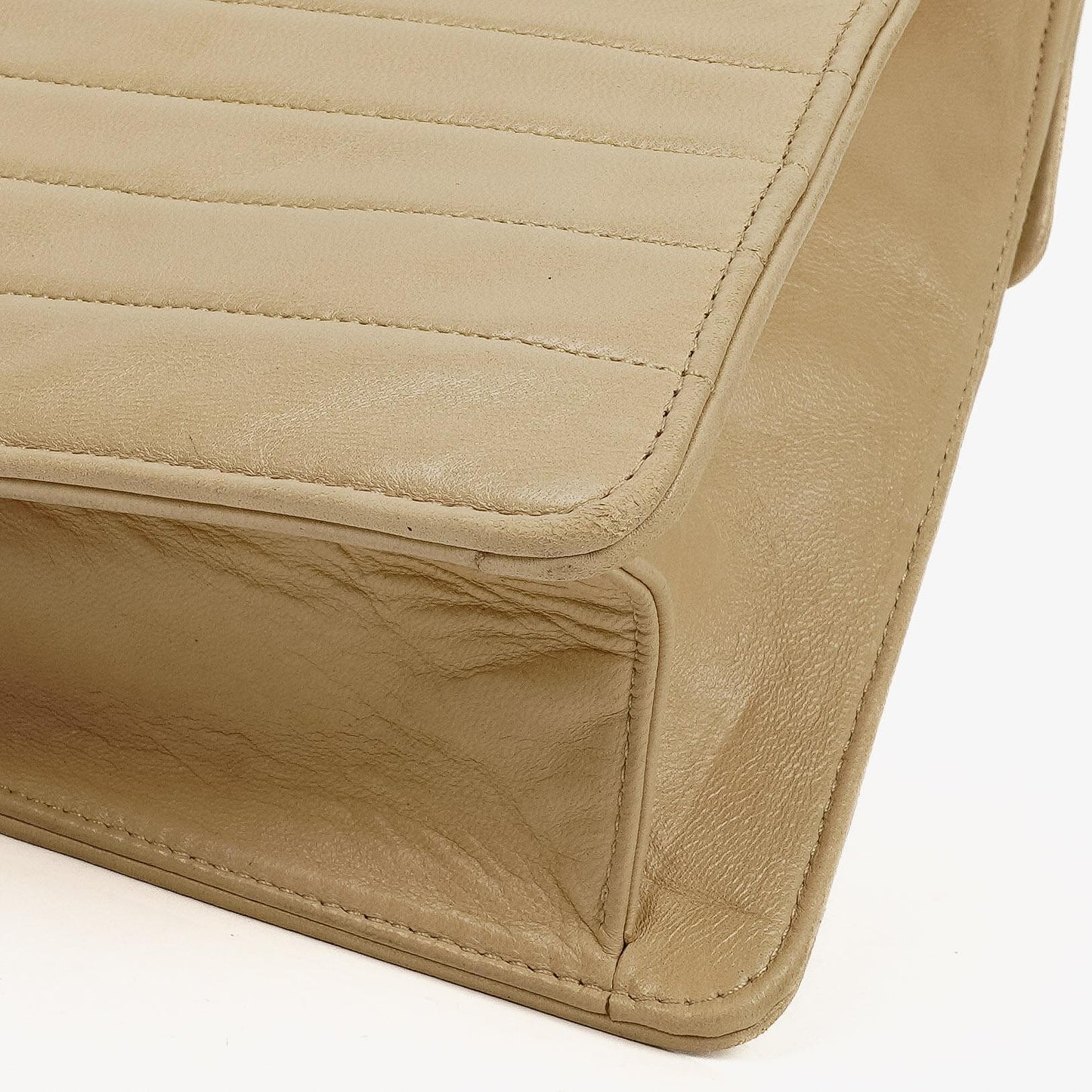 Chanel Beige Quilted Lambskin Flap Crossbody Bag