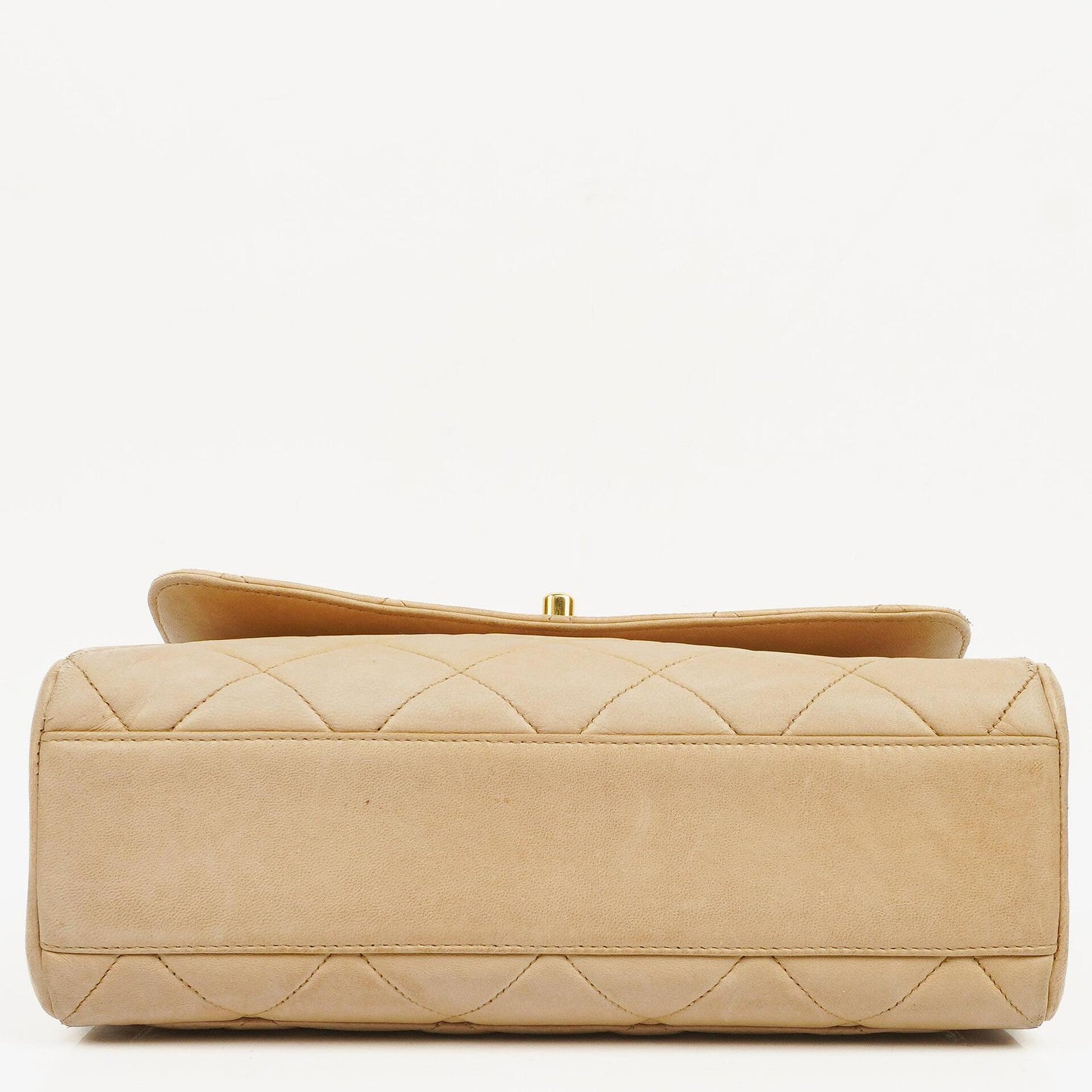 Chanel Beige Quilted Lambskin Small Single Flap Bag With 24K Gold-Plated Hardware