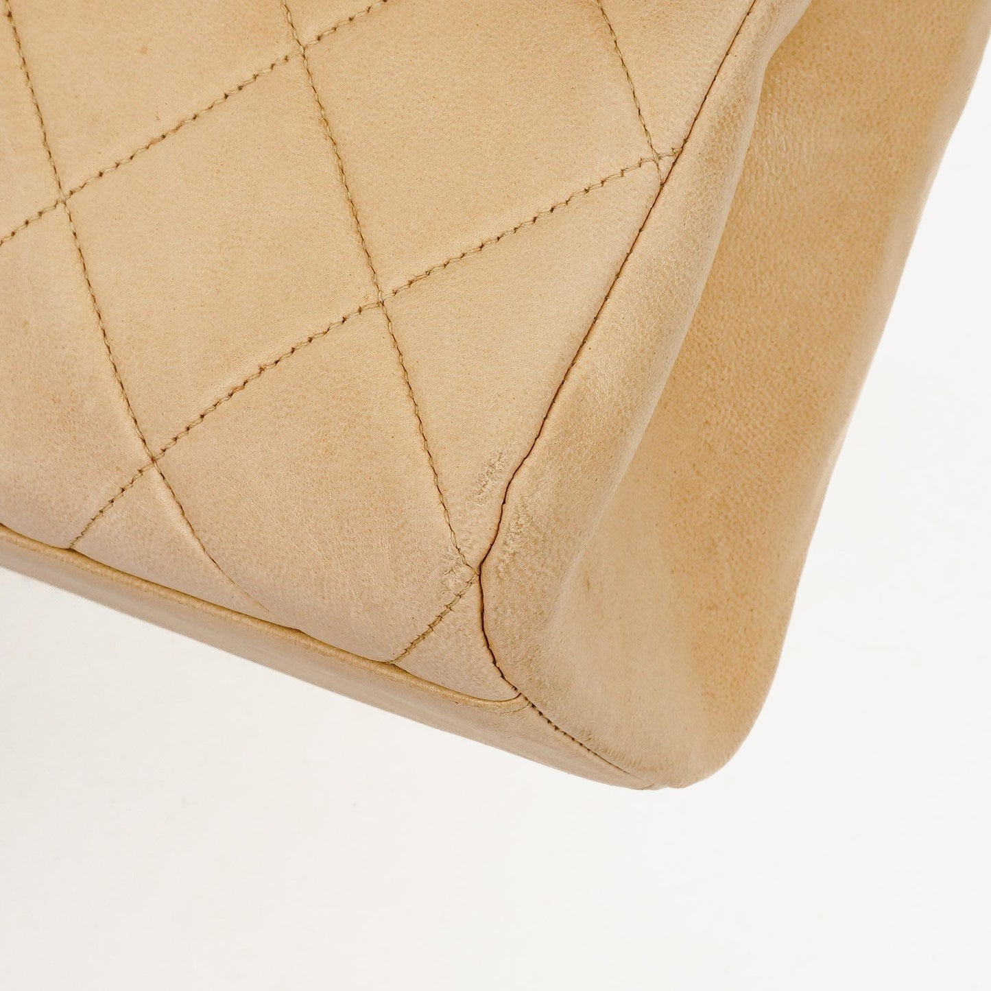Chanel Beige Quilted Lambskin Small Single Flap Bag With 24K Gold-Plated Hardware