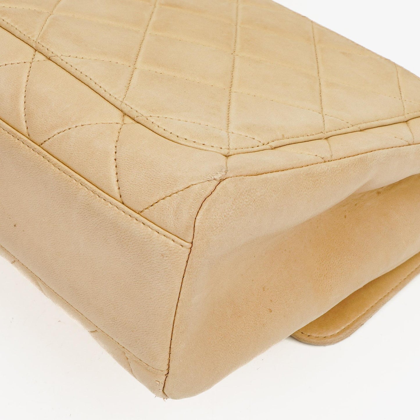 Chanel Beige Quilted Lambskin Small Single Flap Bag With 24K Gold-Plated Hardware