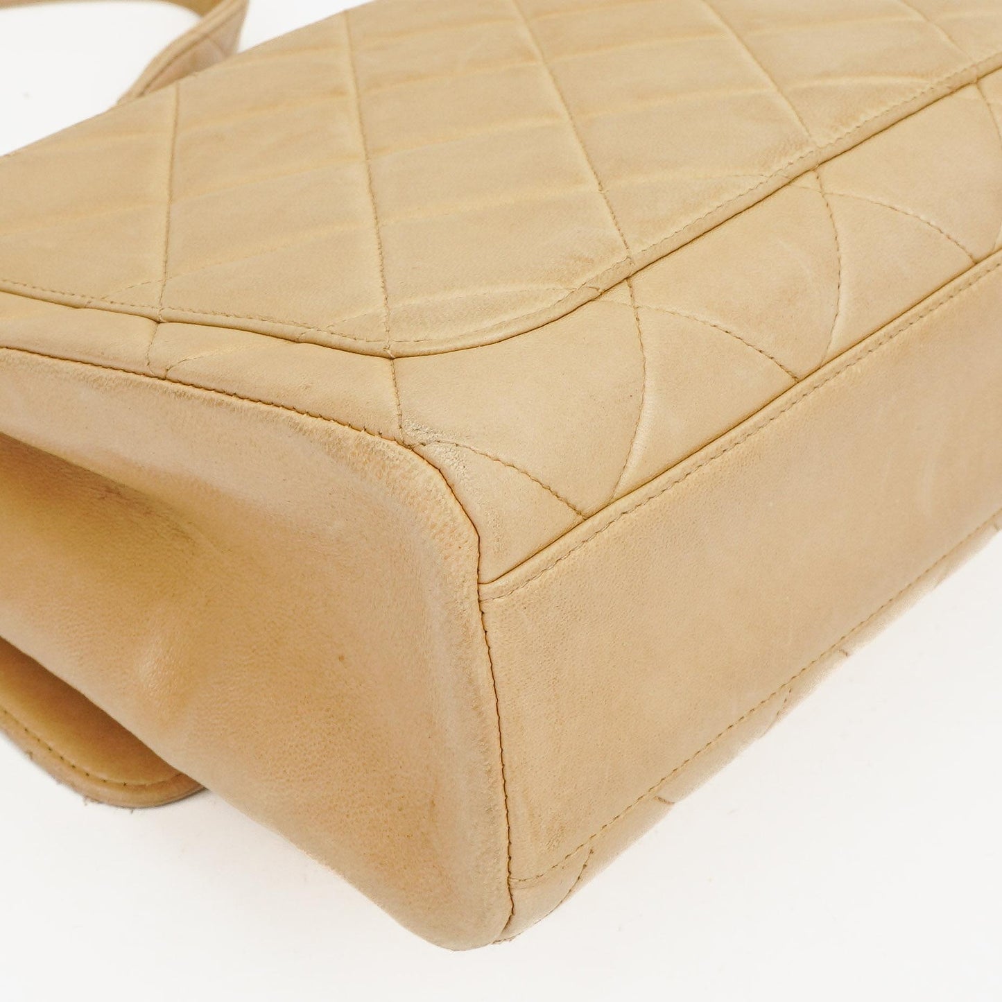 Chanel Beige Quilted Lambskin Small Single Flap Bag With 24K Gold-Plated Hardware