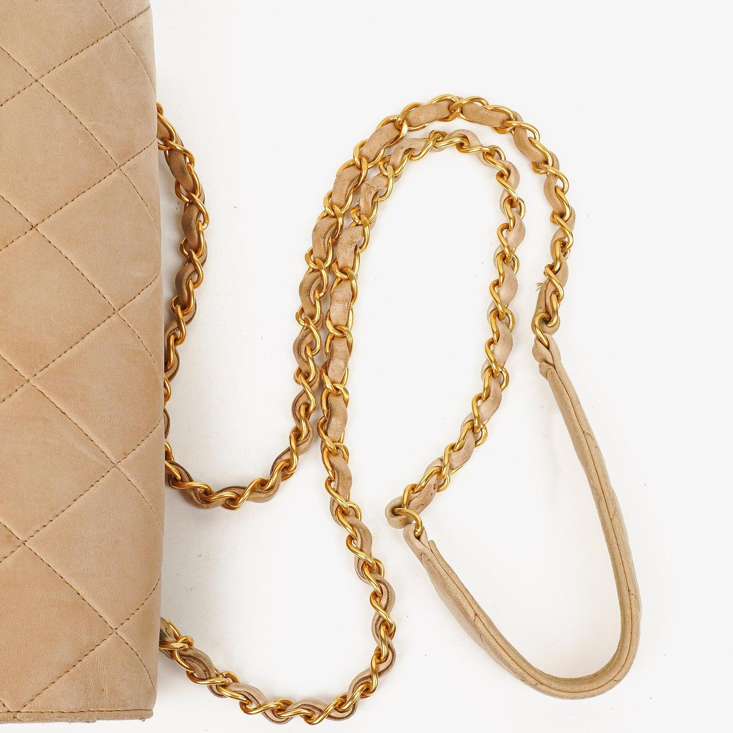 Chanel Beige Quilted Lambskin Small Single Flap Bag With 24K Gold-Plated Hardware