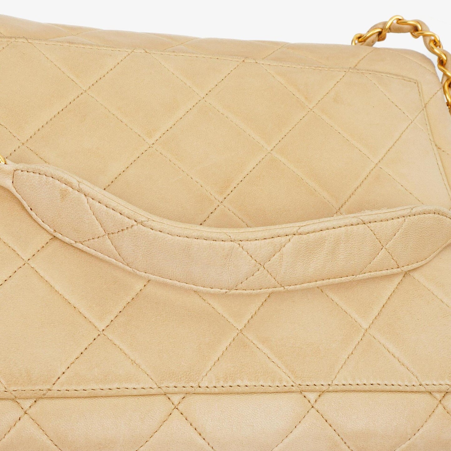 Chanel Beige Quilted Lambskin Small Single Flap Bag With 24K Gold-Plated Hardware