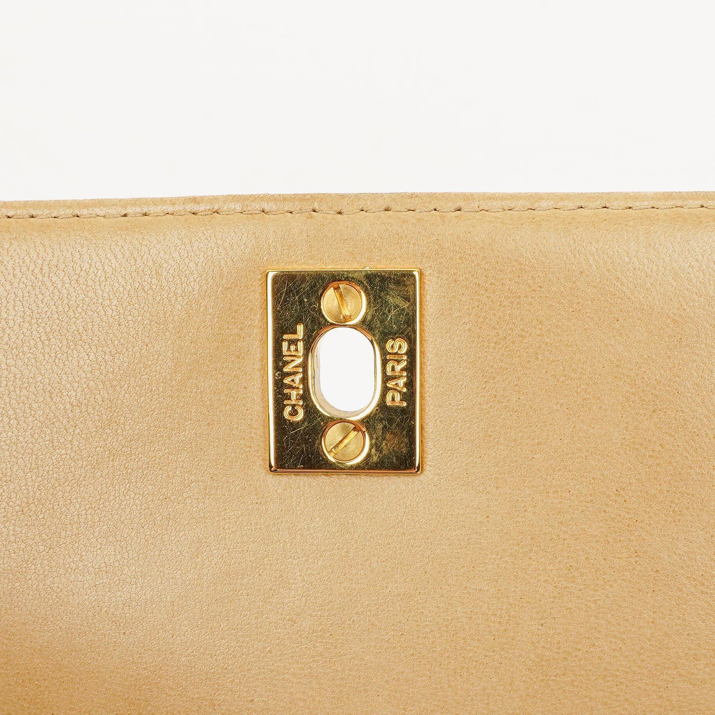 Chanel Beige Quilted Lambskin Small Single Flap Bag With 24K Gold-Plated Hardware