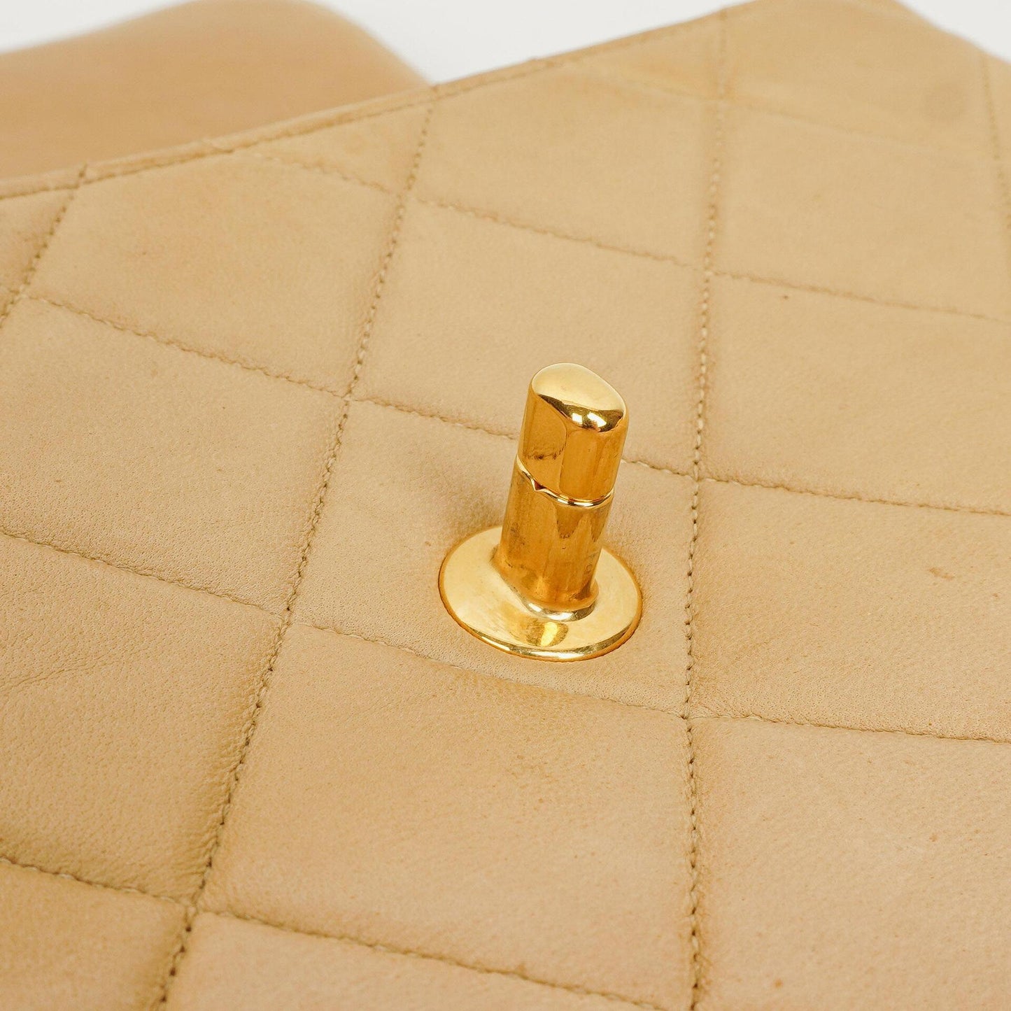 Chanel Beige Quilted Lambskin Small Single Flap Bag With 24K Gold-Plated Hardware