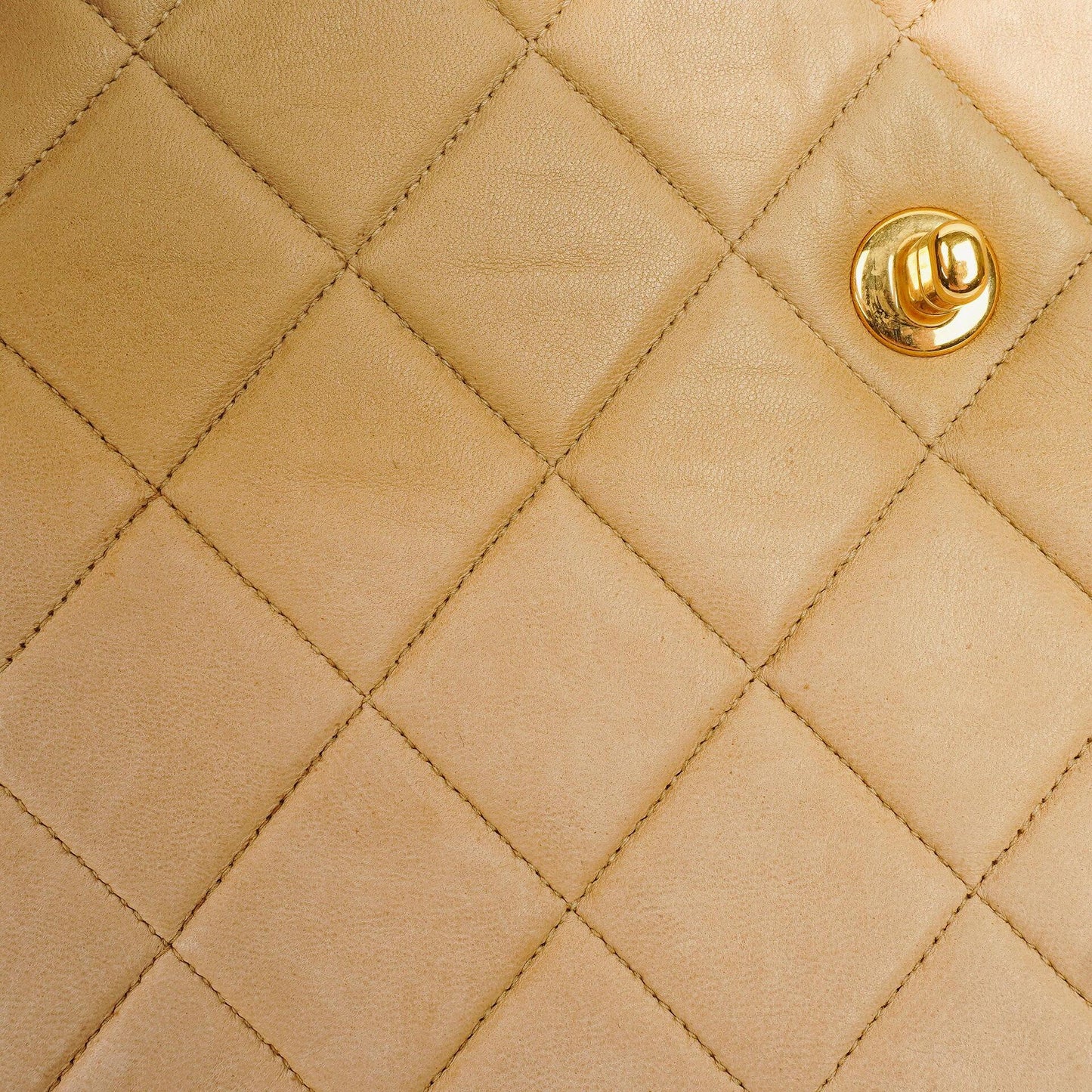 Chanel Beige Quilted Lambskin Small Single Flap Bag With 24K Gold-Plated Hardware