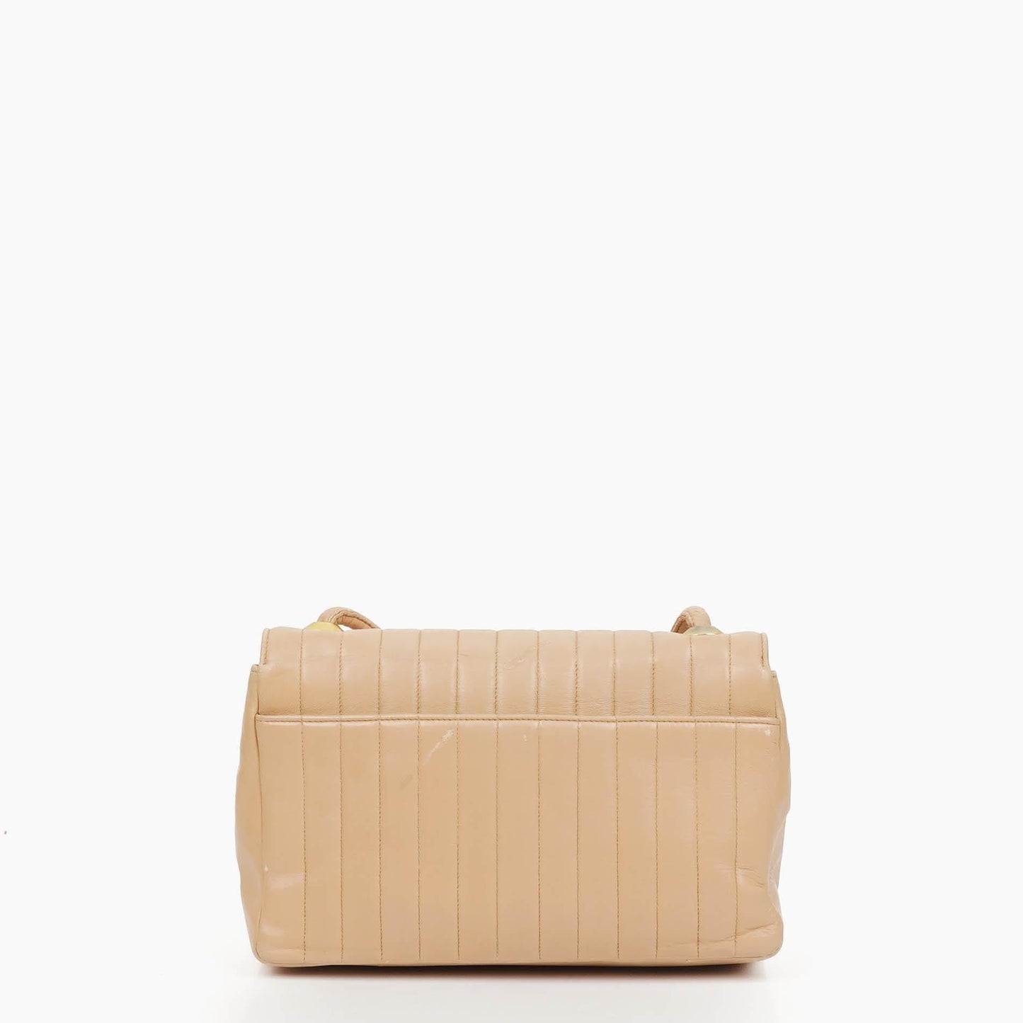 Chanel Beige Vertical Quilted Single Flap bag with 24k Gold-Plated Hardware