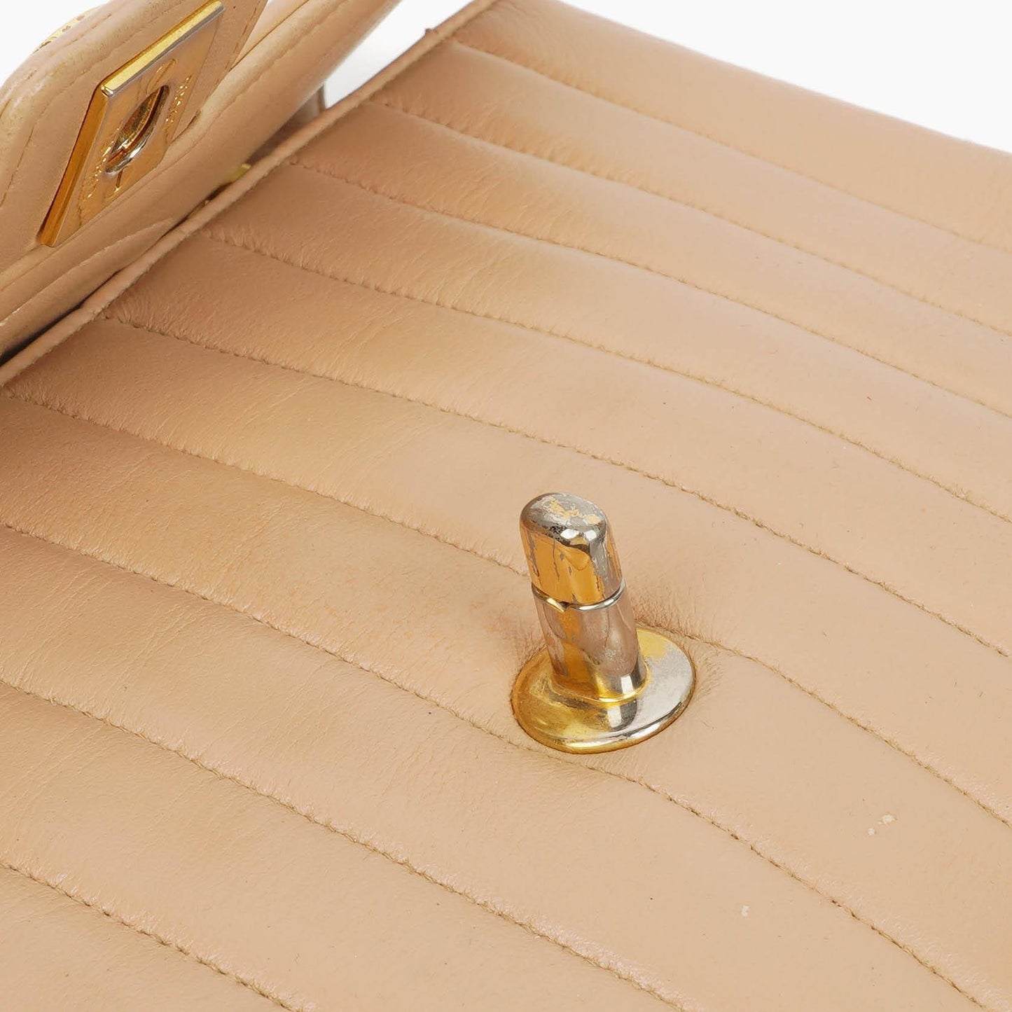 Chanel Beige Vertical Quilted Single Flap bag with 24k Gold-Plated Hardware