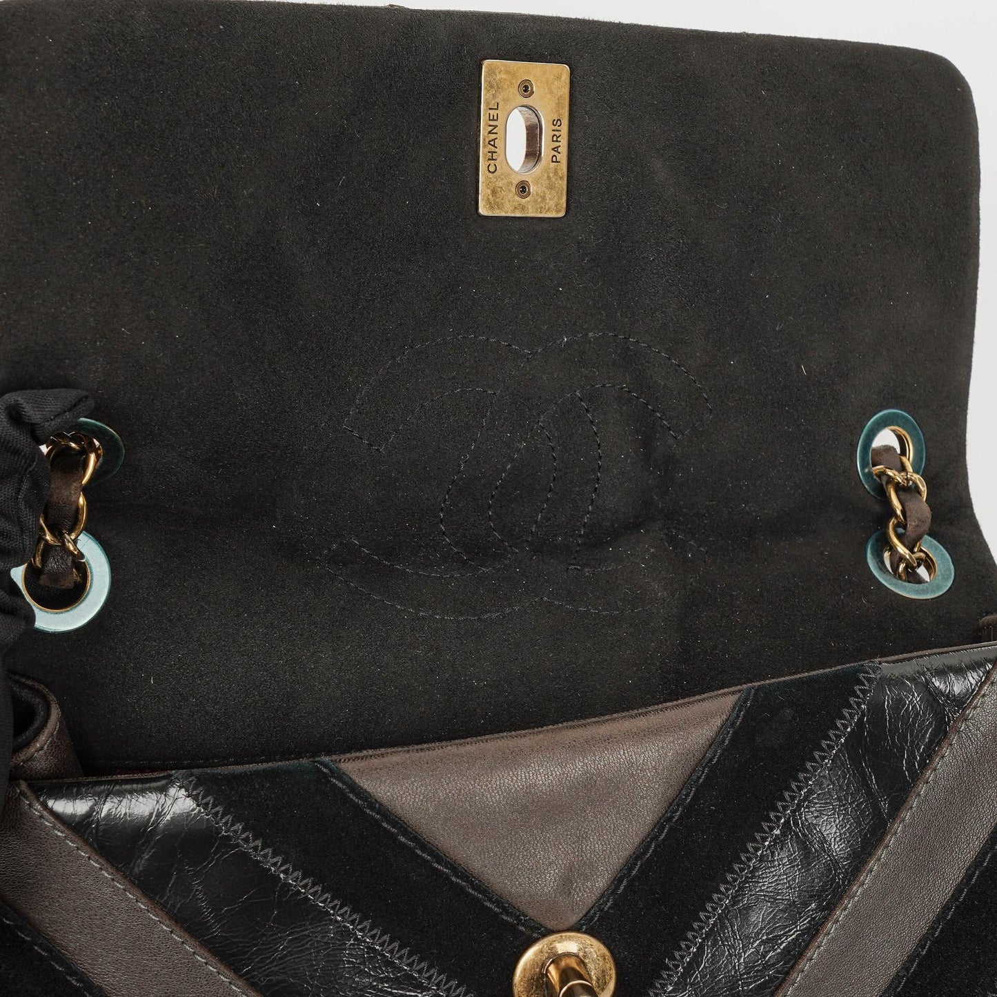 Chanel Black and Brown Lady Chevron Medium Flap Bag