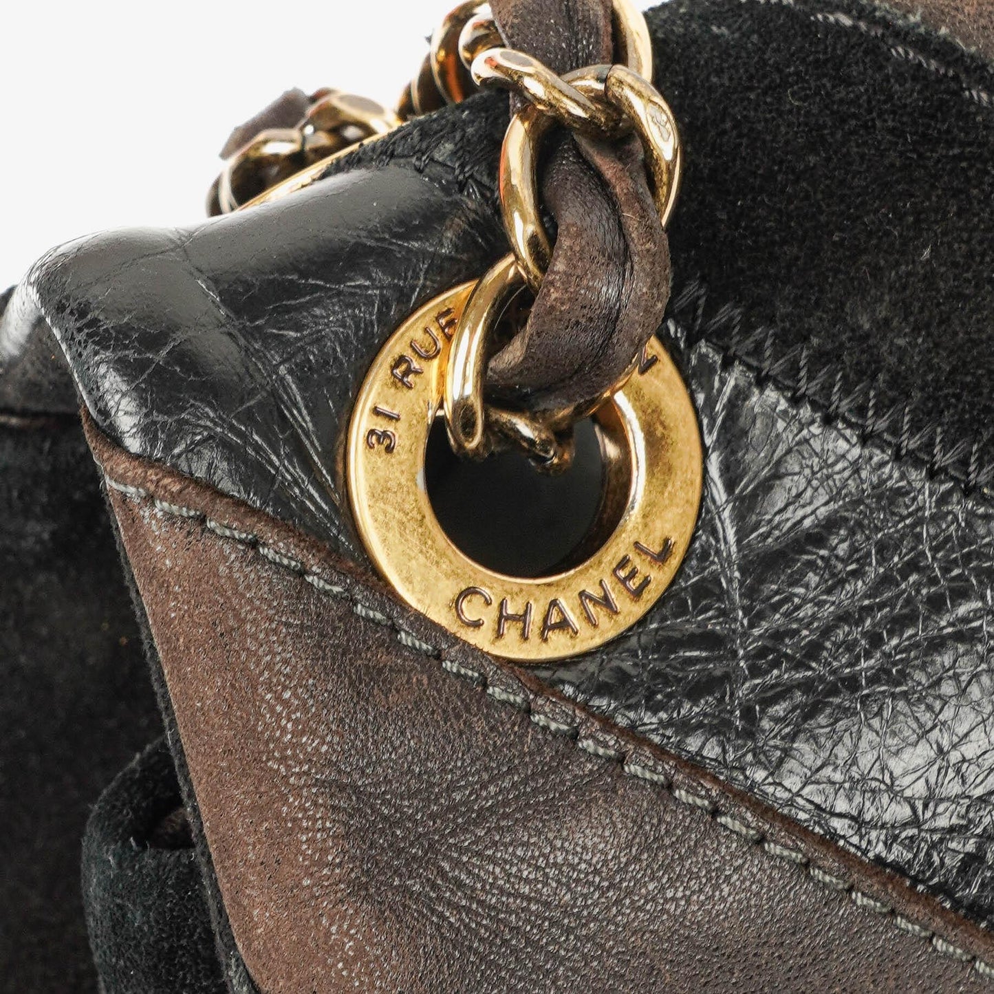 Chanel Black and Brown Lady Chevron Medium Flap Bag