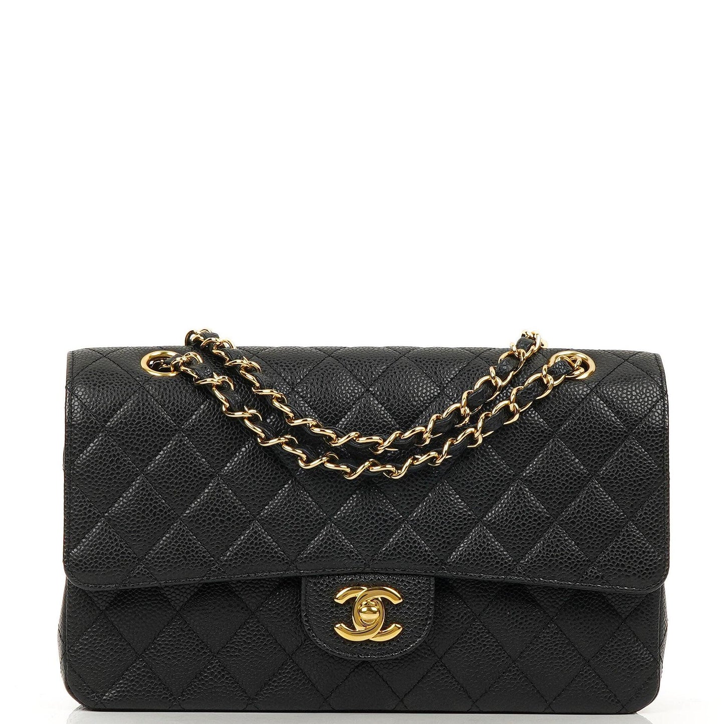 Chanel Medium Classic Double Flap Bag Black Quilted Caviar Leather With Gold-Tone Hardware, 2009-2010