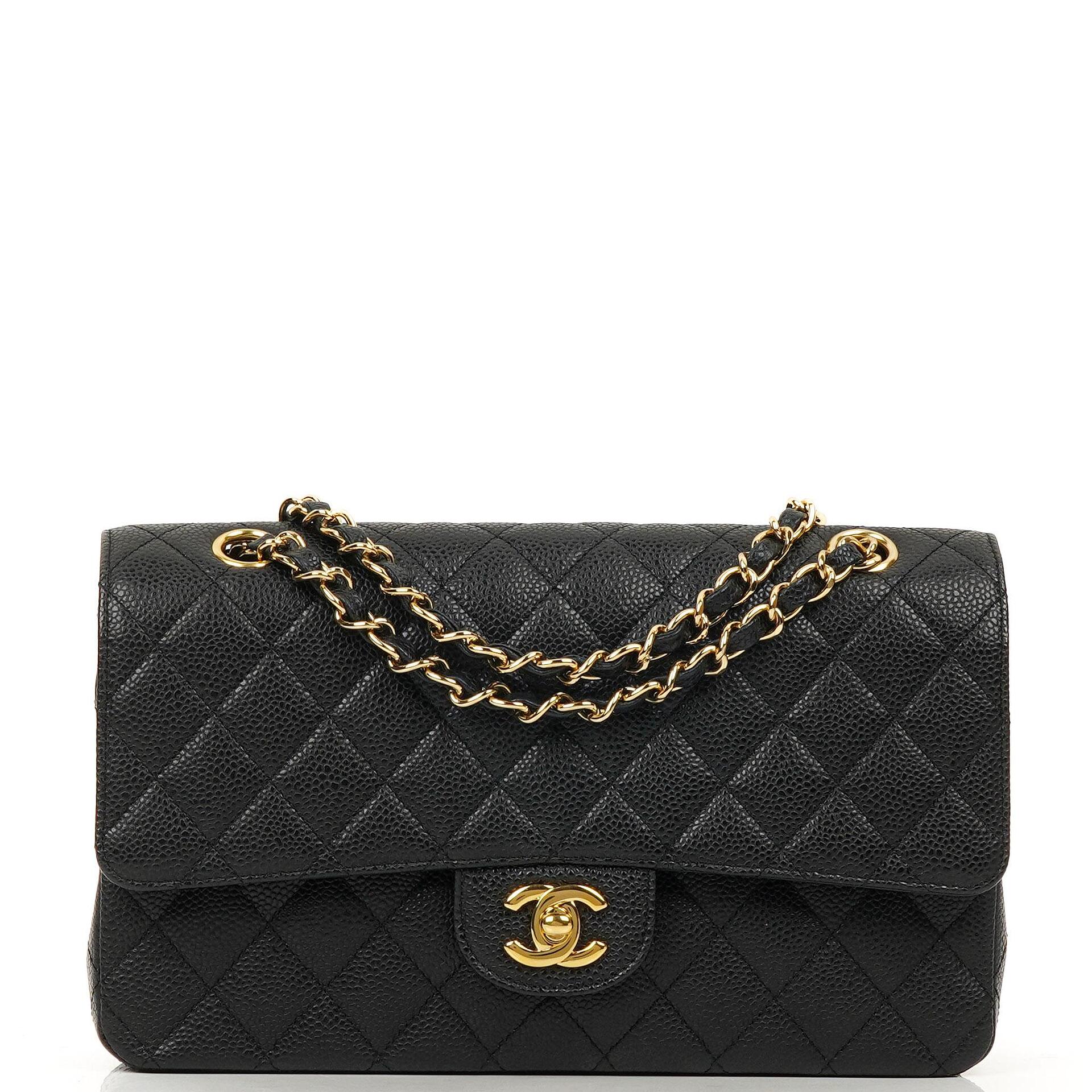 Chanel Medium Classic Double Flap Bag Black Quilted Caviar Leather With Gold-Tone Hardware, 2009-2010