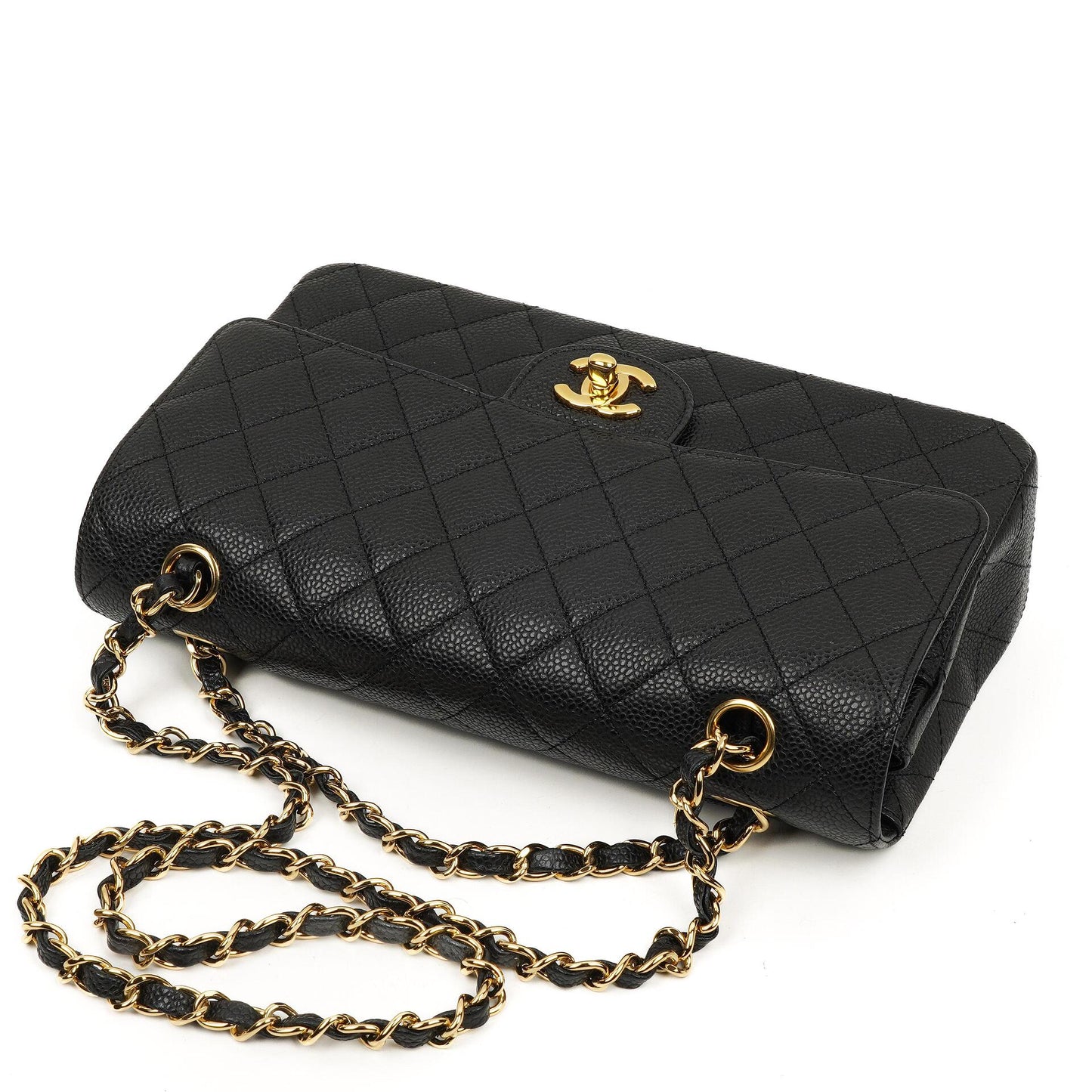 Chanel Medium Classic Double Flap Bag Black Quilted Caviar Leather With Gold-Tone Hardware, 2009-2010