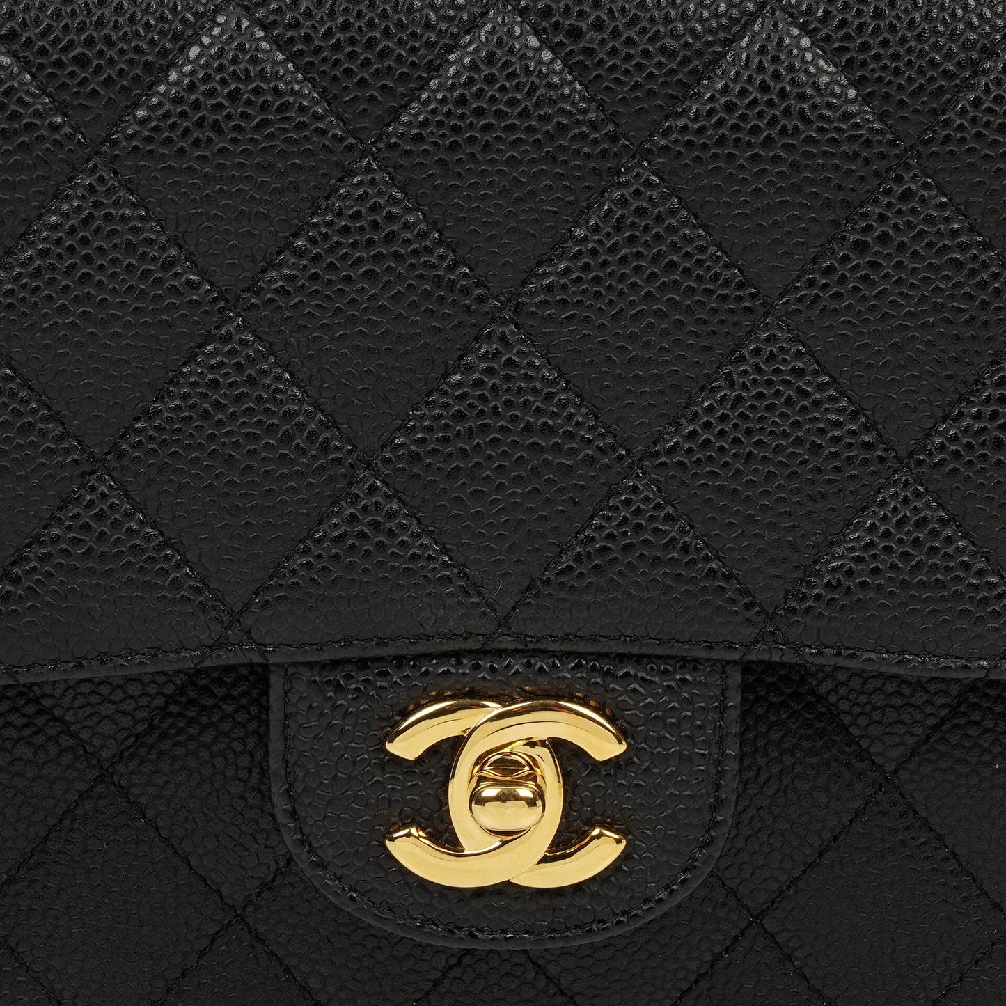 Chanel Medium Classic Double Flap Bag Black Quilted Caviar Leather With Gold-Tone Hardware, 2009-2010