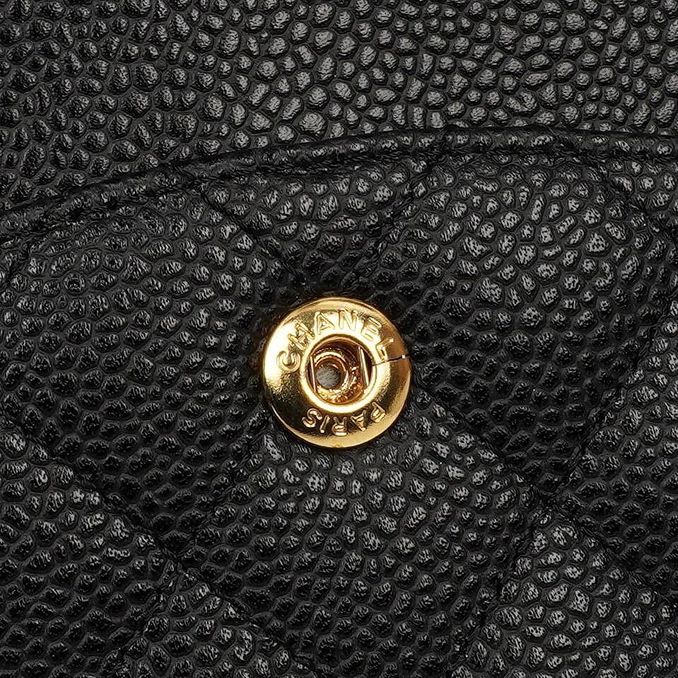 Chanel Medium Classic Double Flap Bag Black Quilted Caviar Leather With Gold-Tone Hardware, 2009-2010