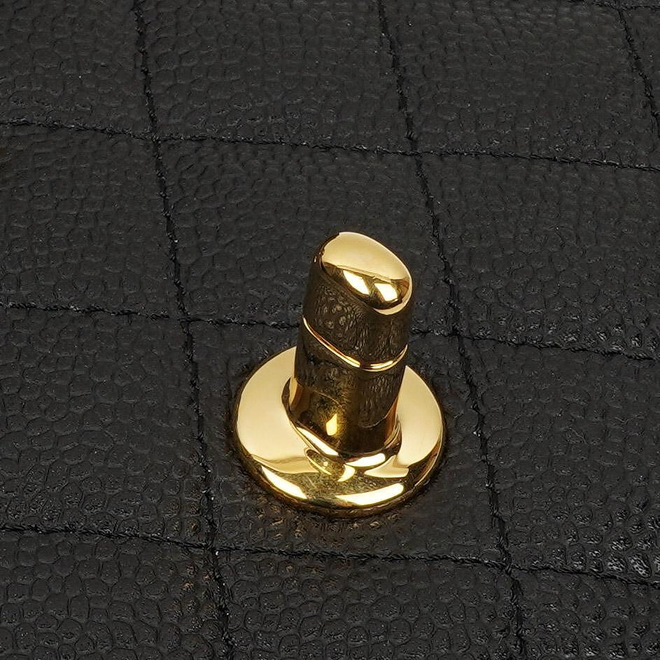 Chanel Medium Classic Double Flap Bag Black Quilted Caviar Leather With Gold-Tone Hardware, 2009-2010