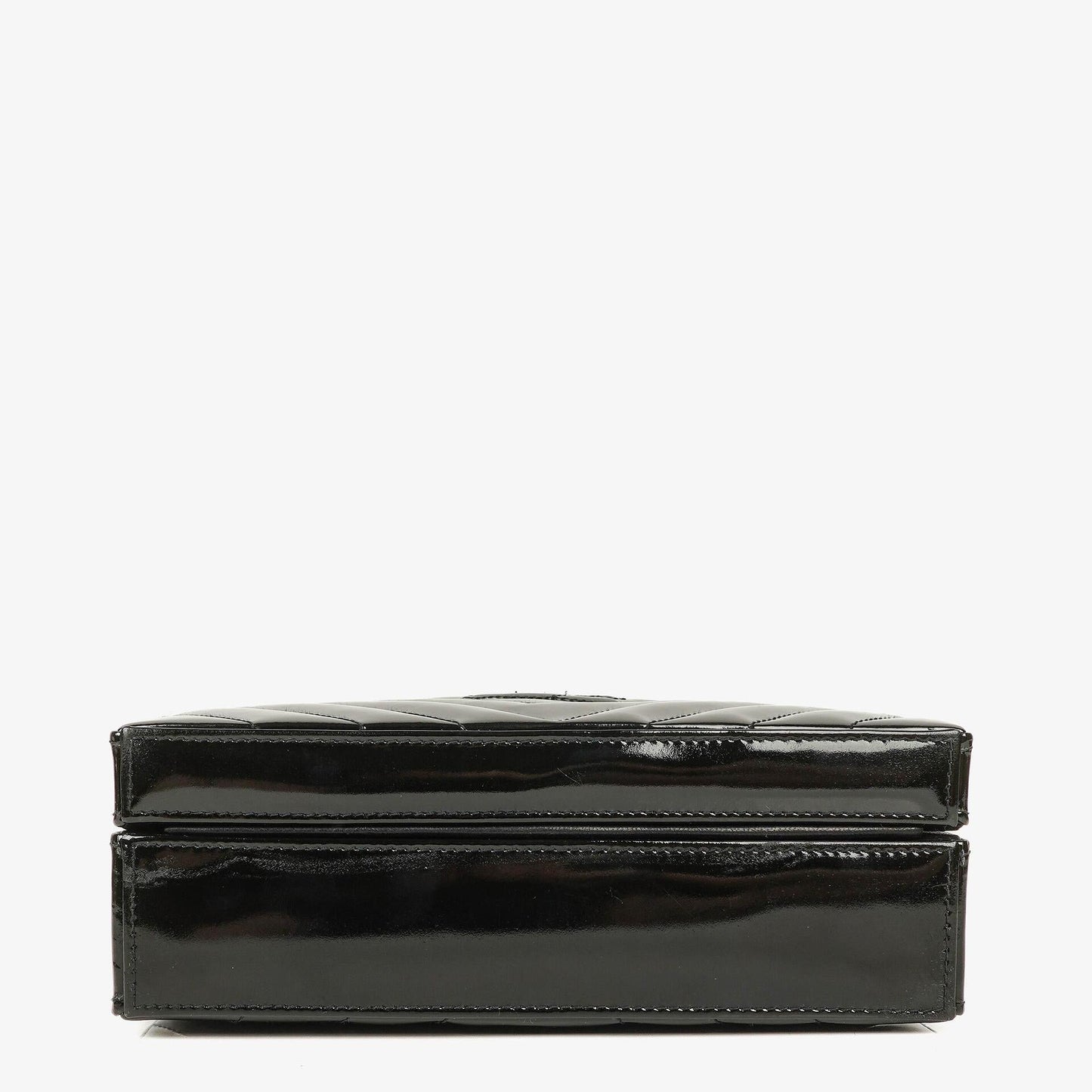 Chanel Black Chevron Quilted Patent Leather Vanity Case Box Bag