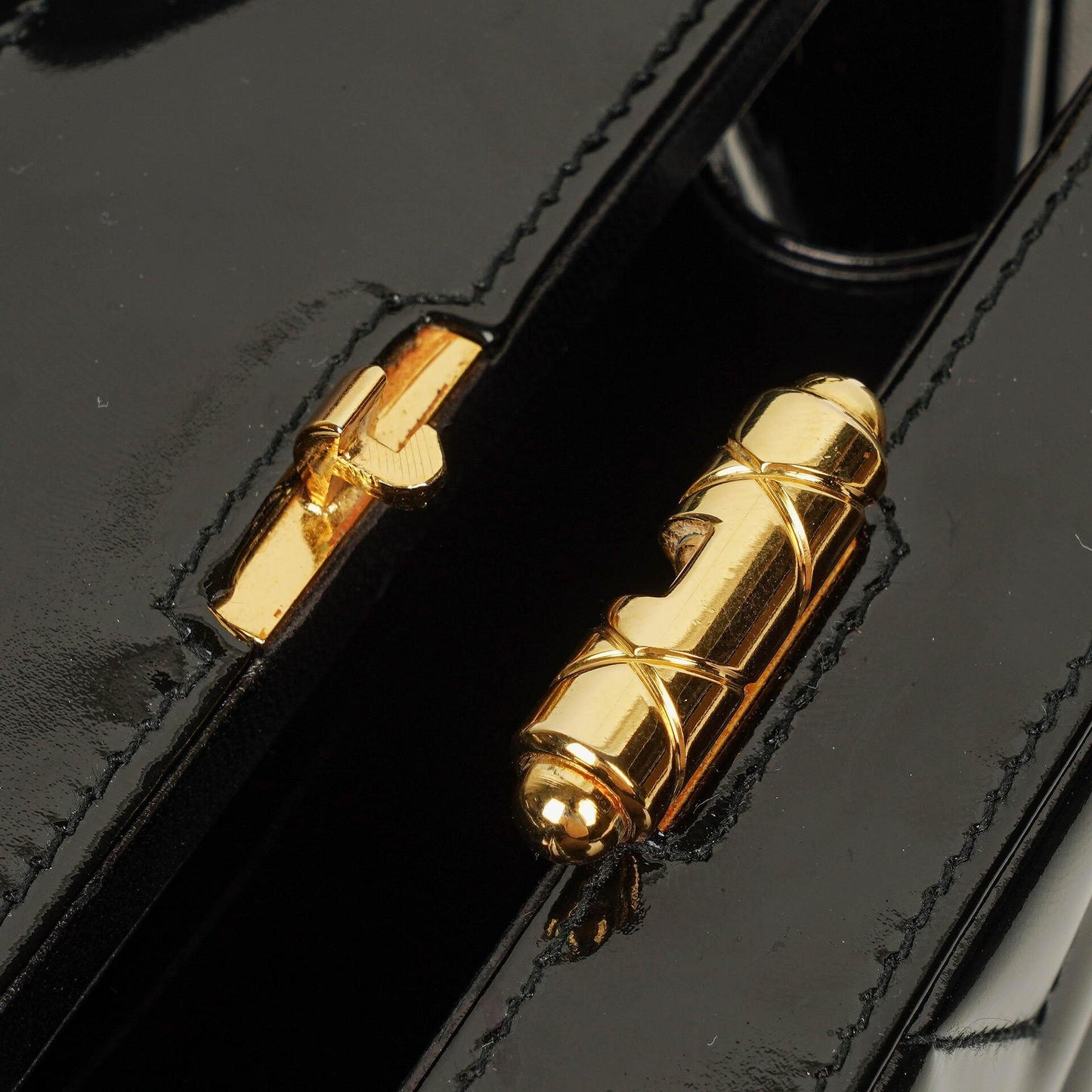 Chanel Black Chevron Quilted Patent Leather Vanity Case Box Bag