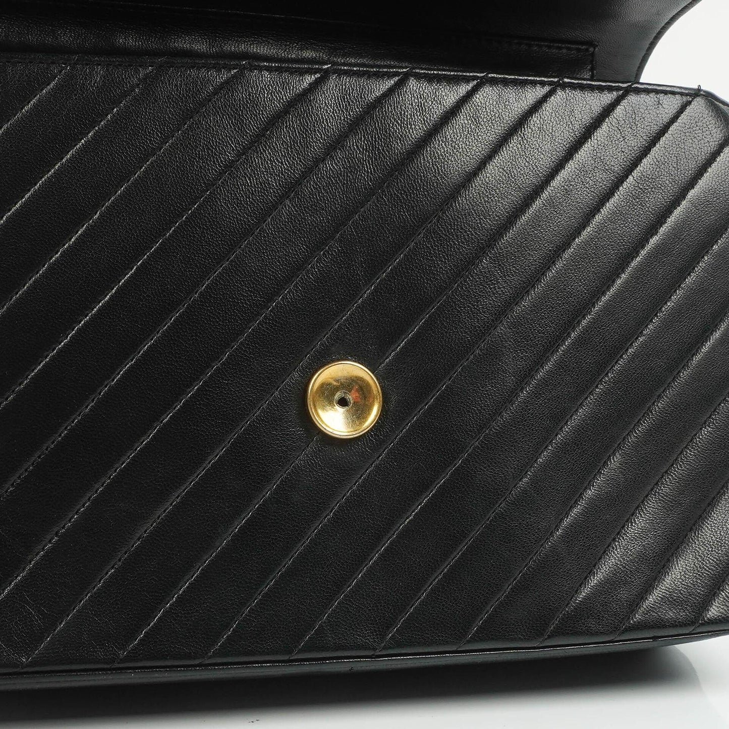 Chanel Black Diagonal Quilted Lambskin Leather Medium Classic Single Flap Bag With 24K Gold-Plated Hardware