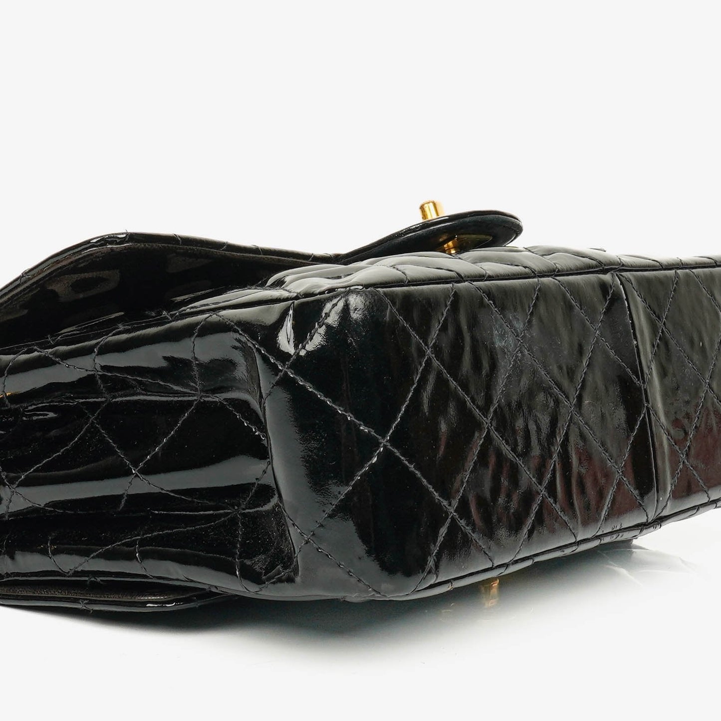 Chanel Black Double-Sided Flap Bag In Quilted Patent Leather