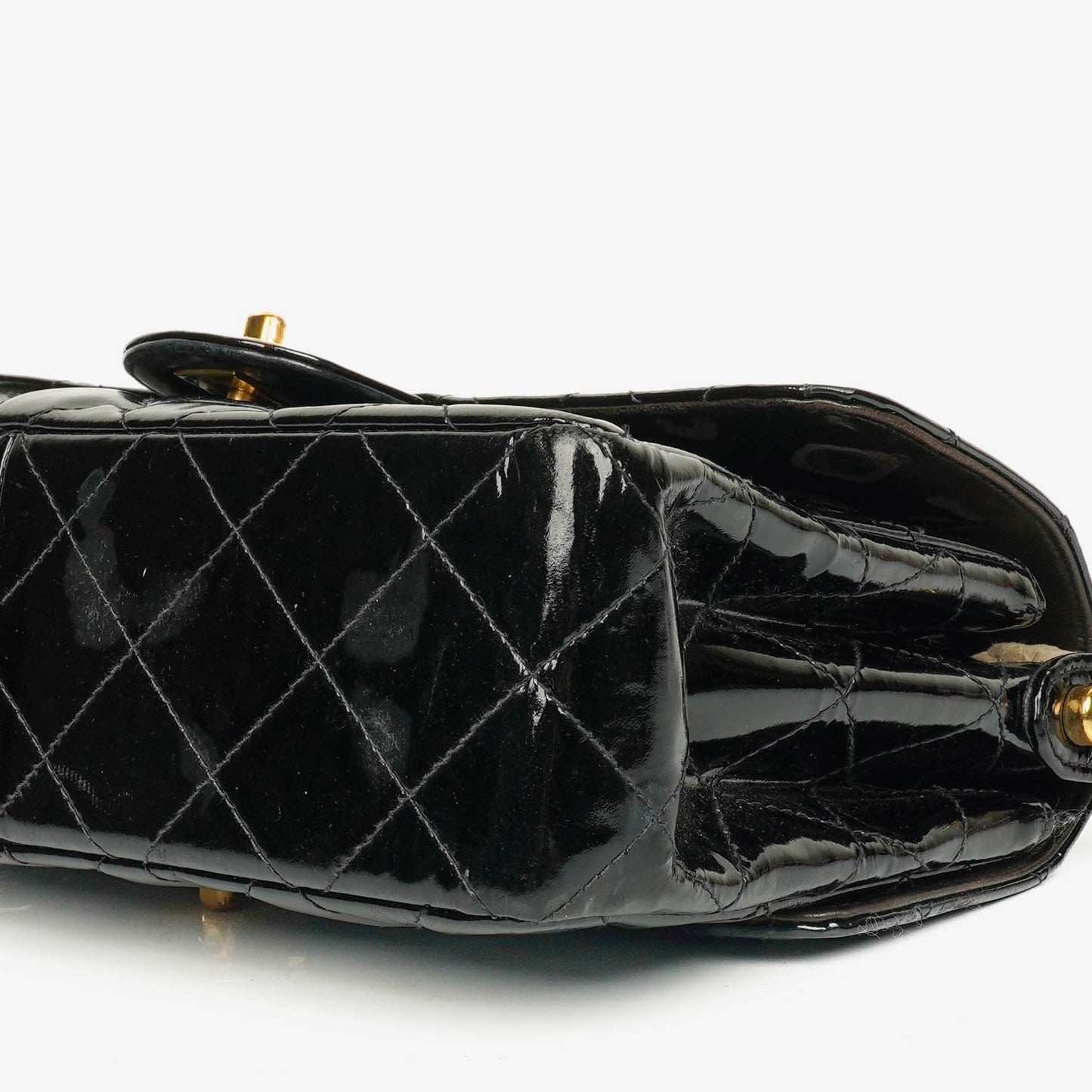 Chanel Black Double-Sided Flap Bag In Quilted Patent Leather