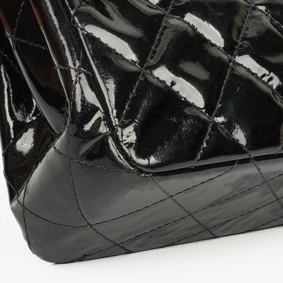 Chanel Black Double-Sided Flap Bag In Quilted Patent Leather