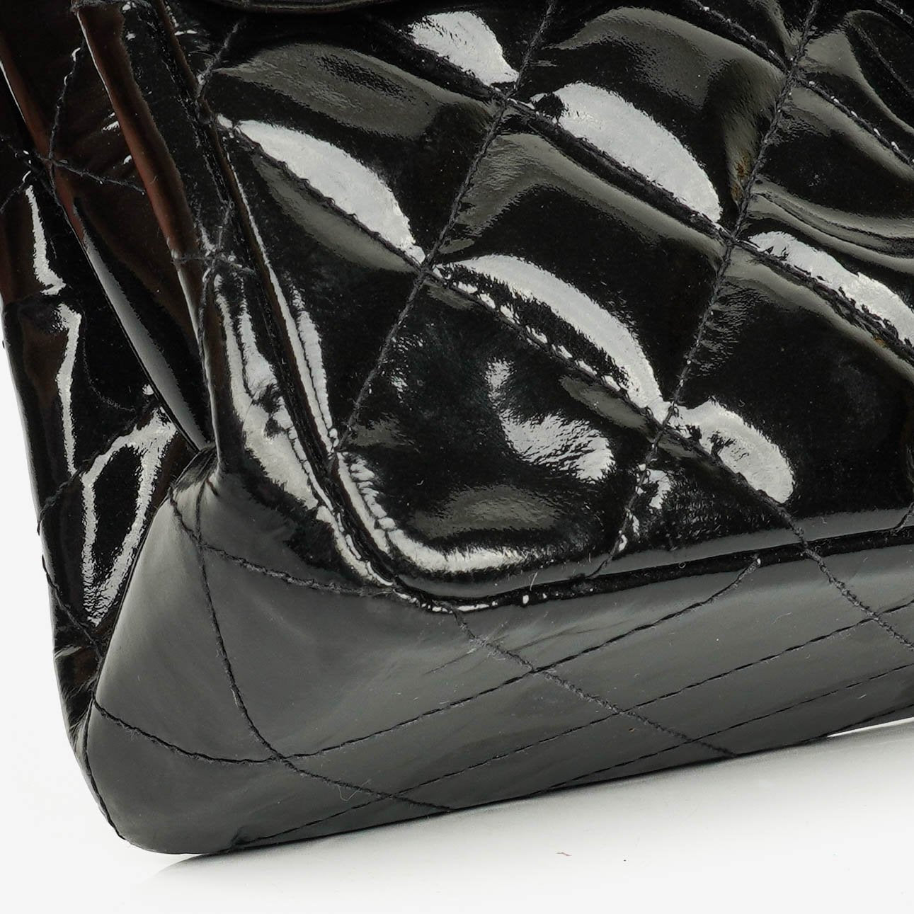 Chanel Black Double-Sided Flap Bag In Quilted Patent Leather