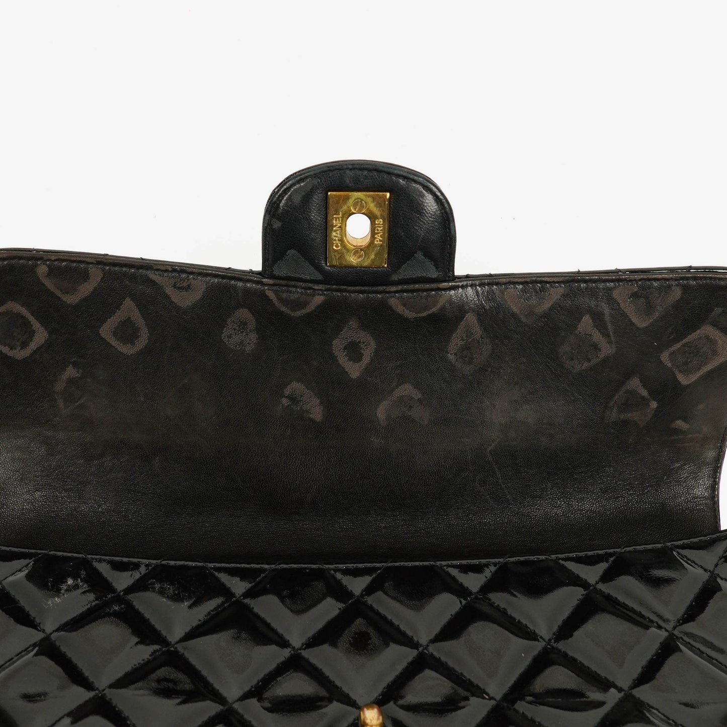 Chanel Black Double-Sided Flap Bag In Quilted Patent Leather