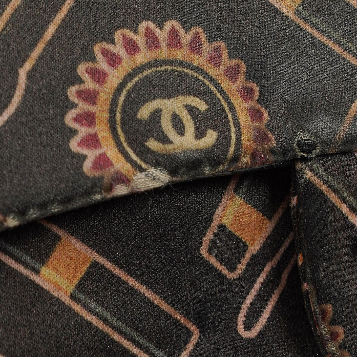 Chanel Black Lipstick Print Satin Flap Bag With Silver-Tone Hardware