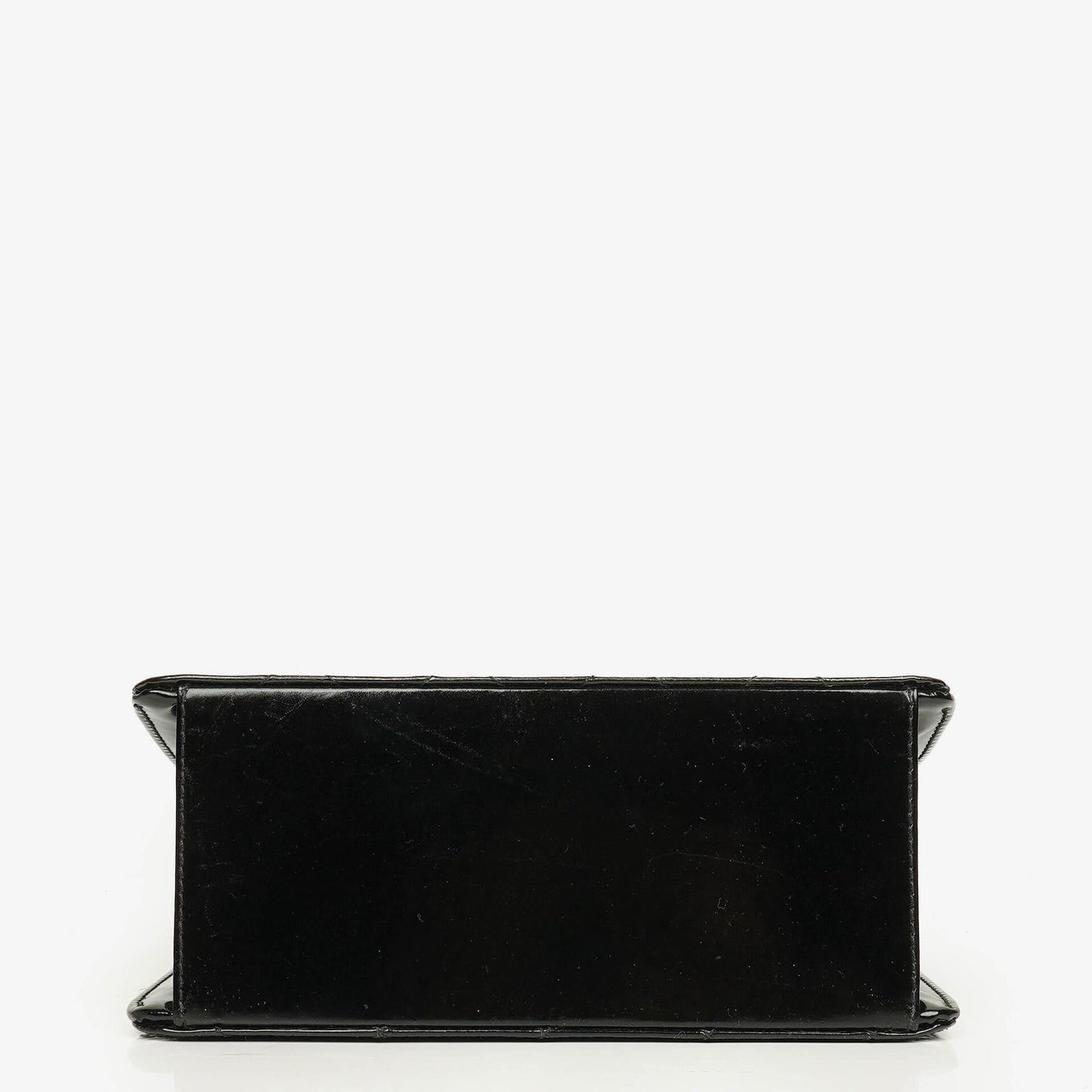 Chanel Black Quilted Patent Leather Top Handle Flap Bag With 24K Gold-Plated Hardware