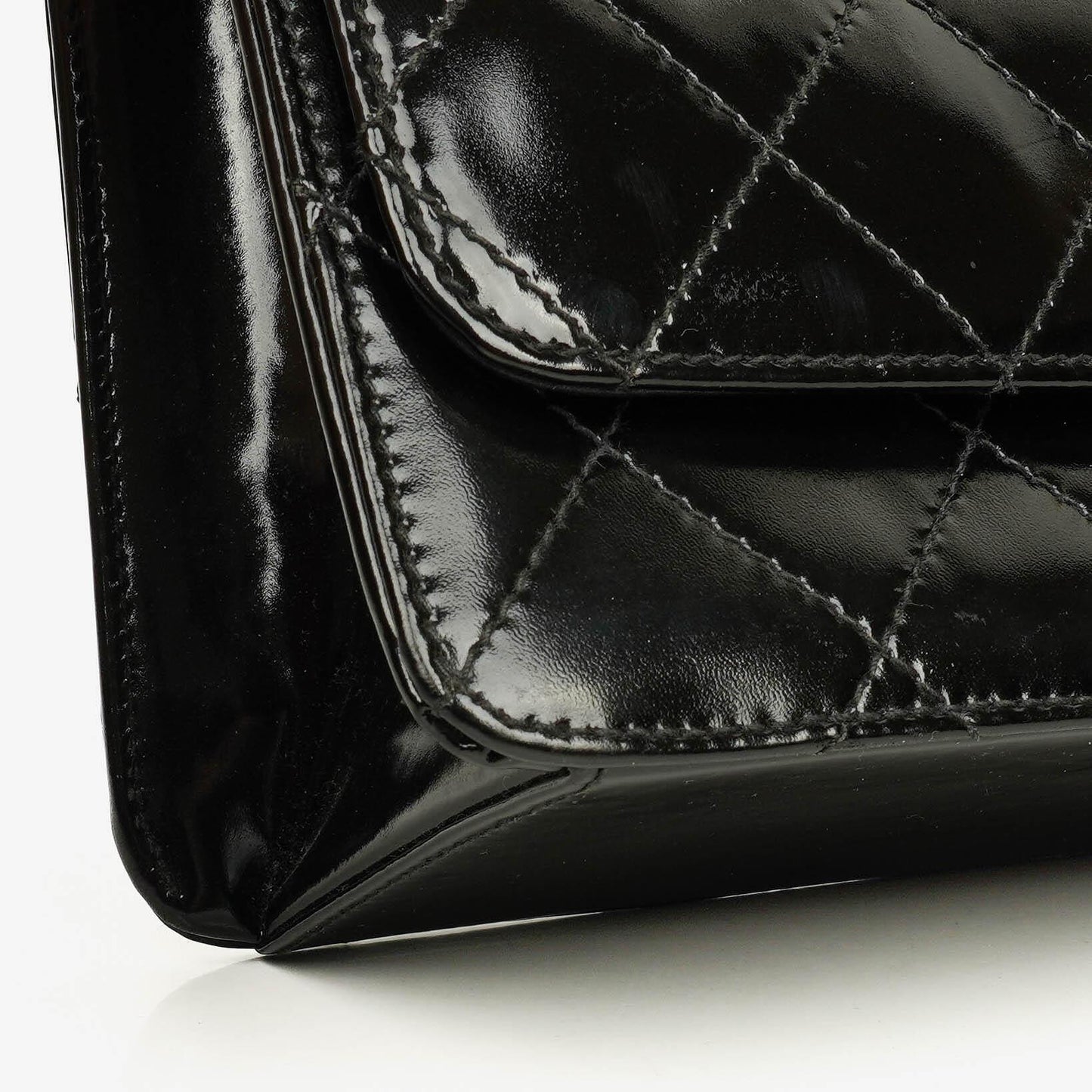 Chanel Black Quilted Patent Leather Top Handle Flap Bag With 24K Gold-Plated Hardware