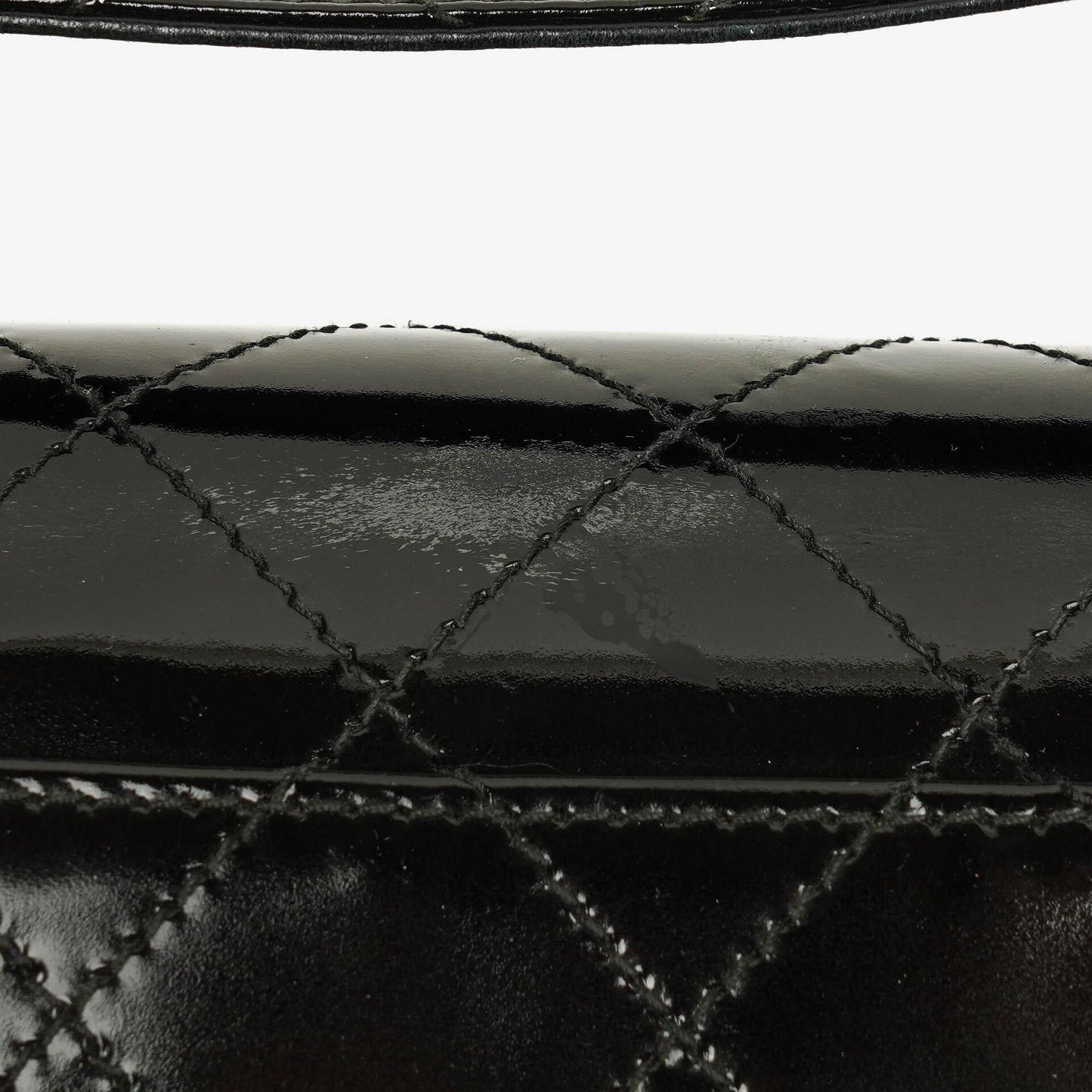 Chanel Black Quilted Patent Leather Top Handle Flap Bag With 24K Gold-Plated Hardware