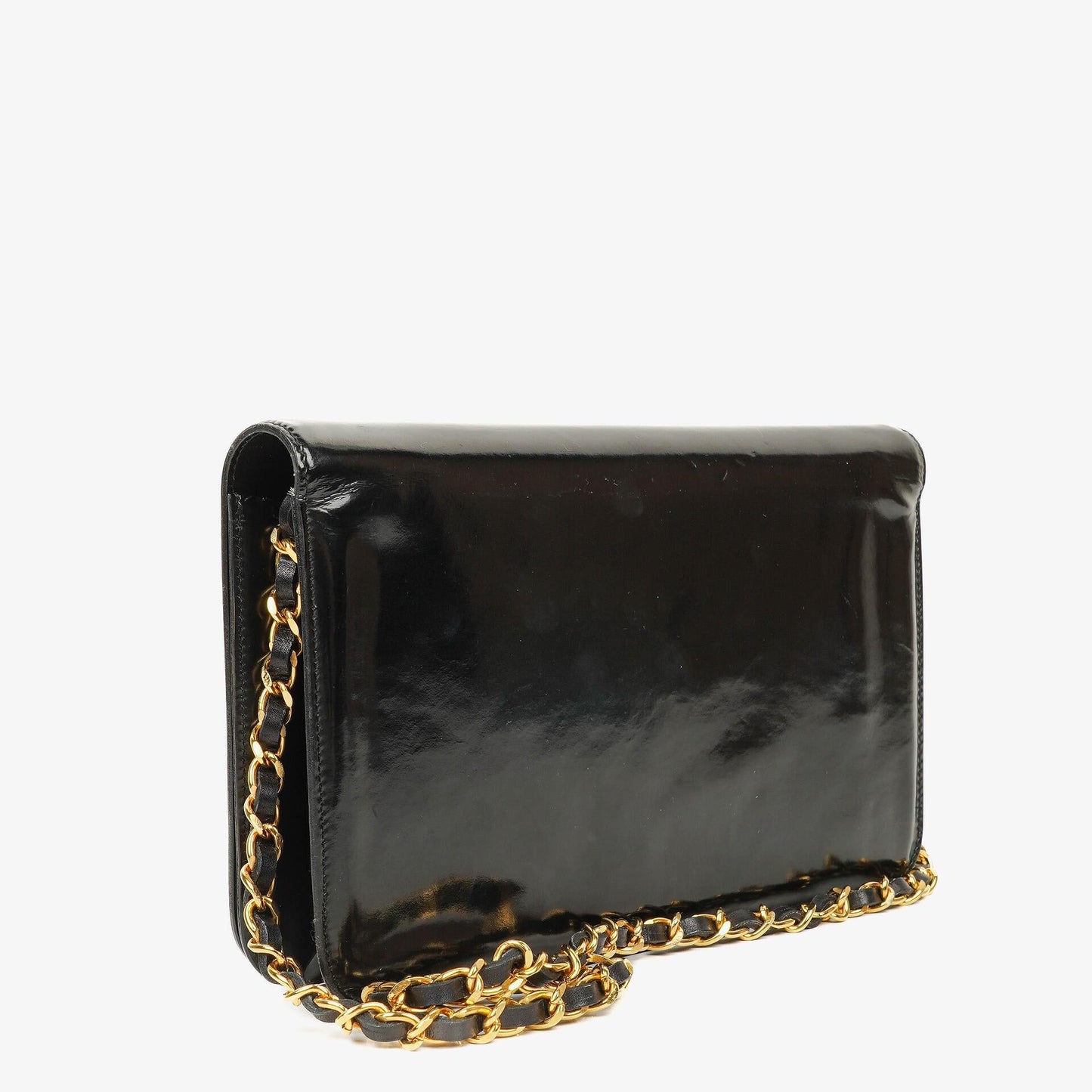 Chanel Black Patent Leather Full Flap With 24k Gold Plated Hardware