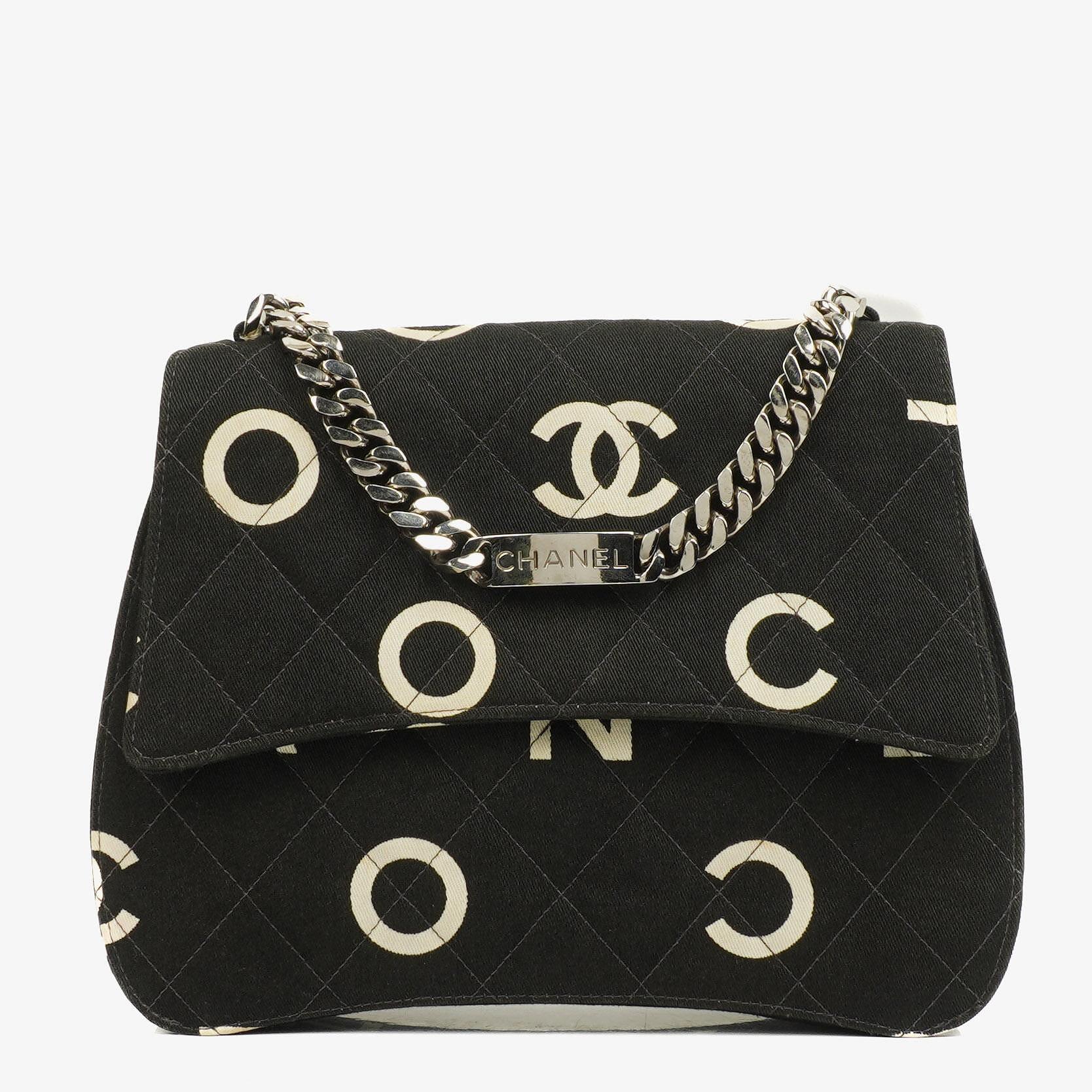 Chanel Black Quilted Canvas Coco ID Chain Bag