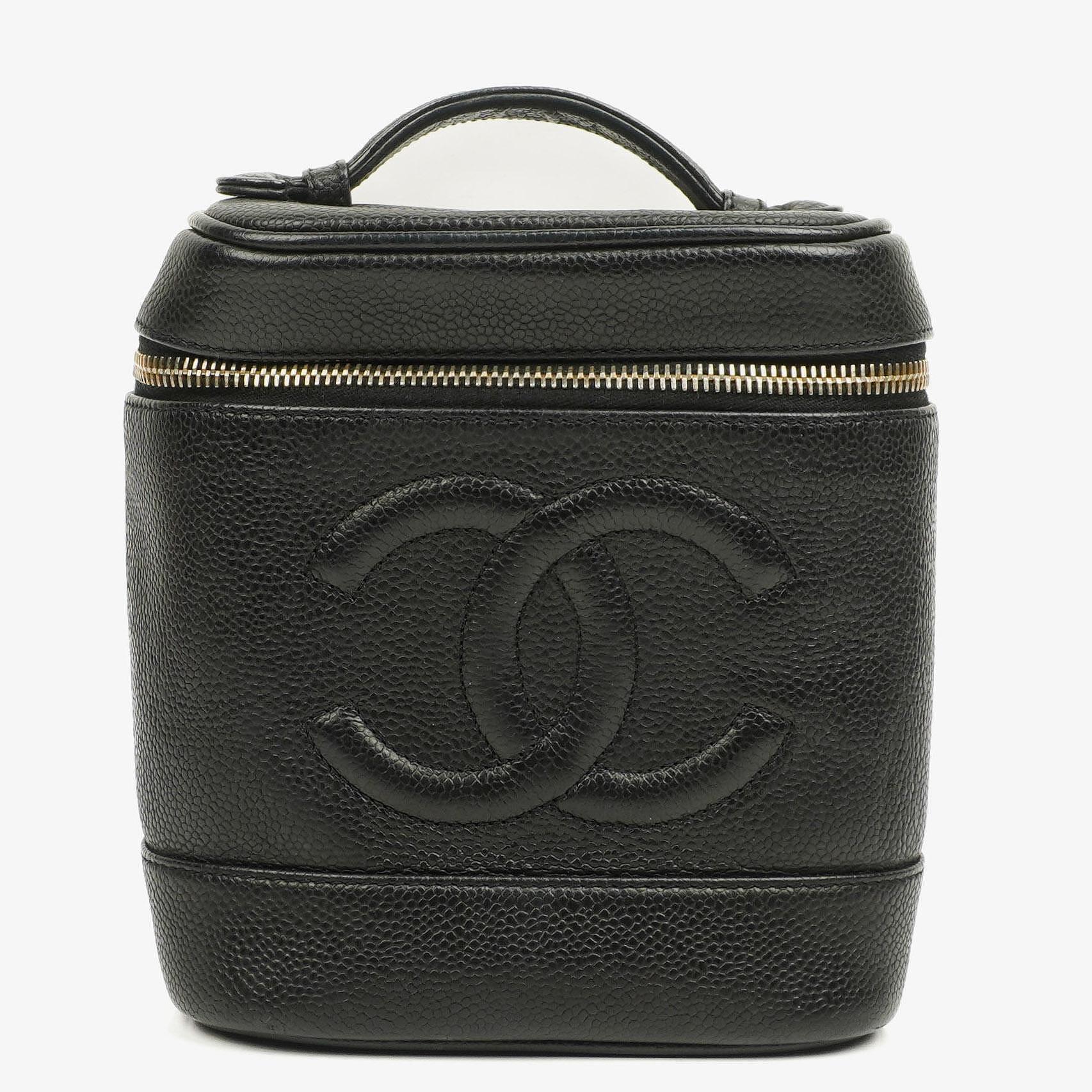 Chanel Black Quilted Caviar Leather Vanity Case