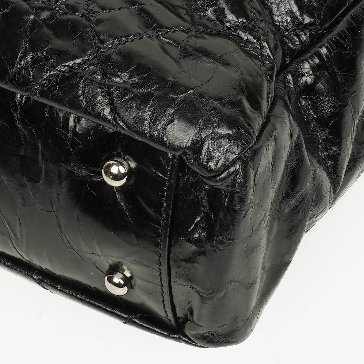 Chanel Black Quilted Glazed Calfskin Leather and Tweed Portobello Tote Bag