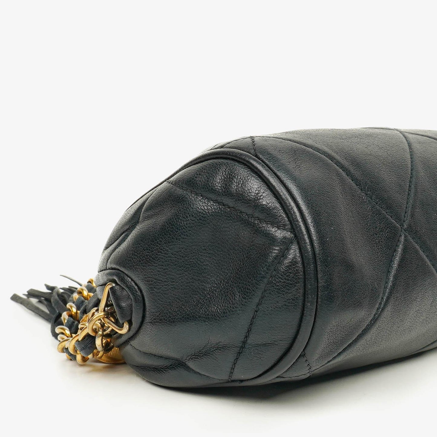 Chanel Black Quilted Lambskin Leather Mini Tassel Barrel Bag
