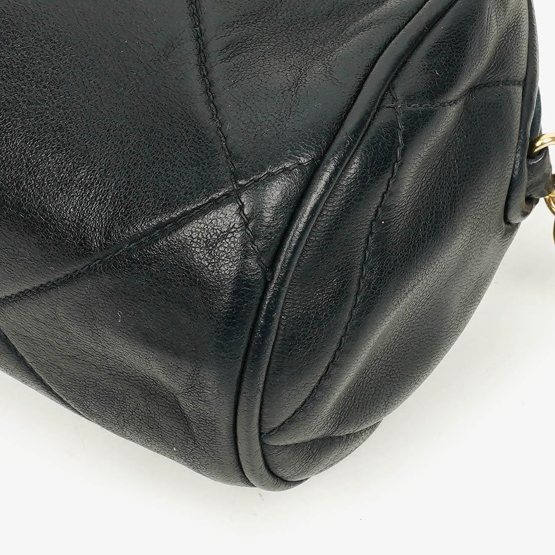 Chanel Black Quilted Lambskin Leather Mini Tassel Barrel Bag