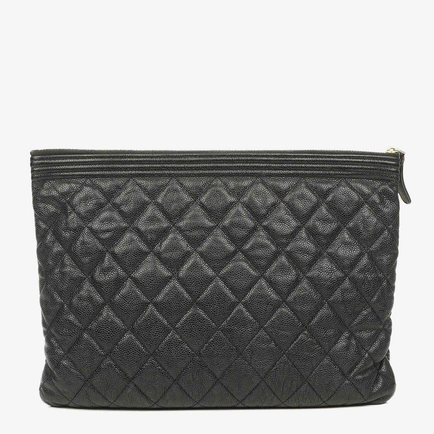 Chanel Black Quilted Leather Caviar Boy Medium Clutch