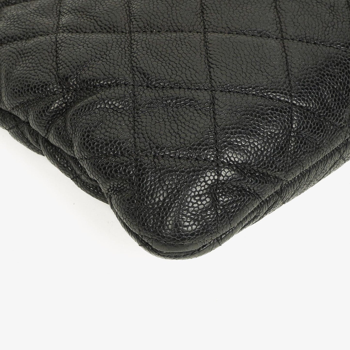 Chanel Black Quilted Leather Caviar Boy Medium Clutch