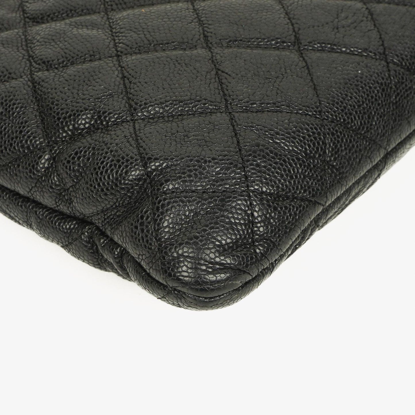 Chanel Black Quilted Leather Caviar Boy Medium Clutch