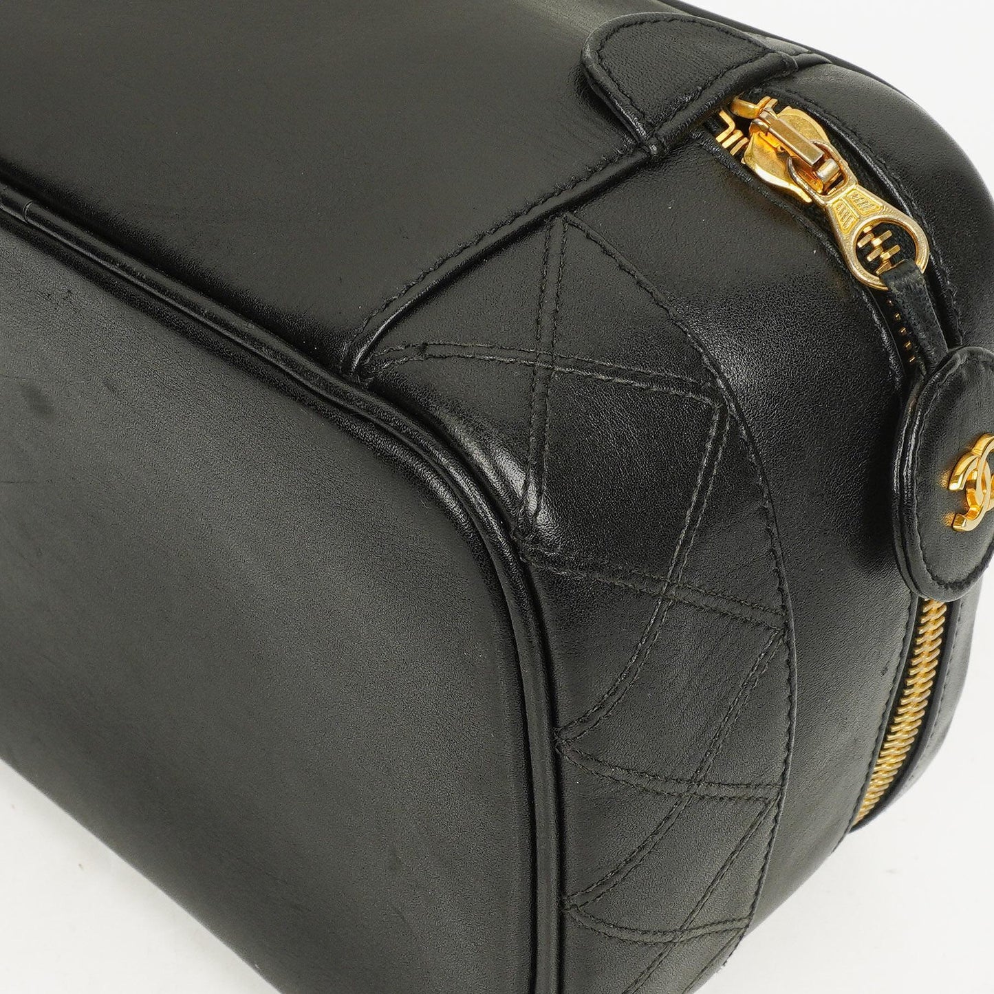 Chanel Black Quilted Leather Vanity Case