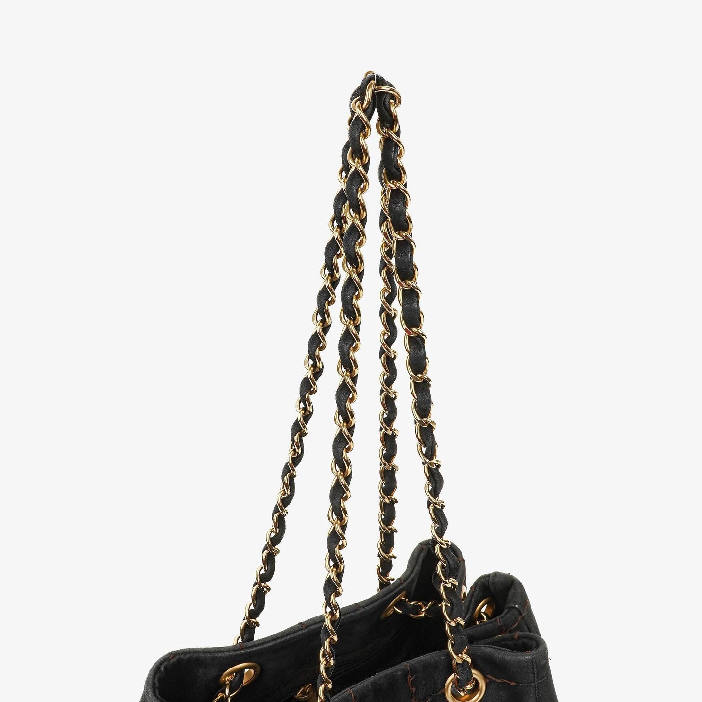 Chanel Black Suede Stitched Chocolate Bar Drawstring Tote Bag