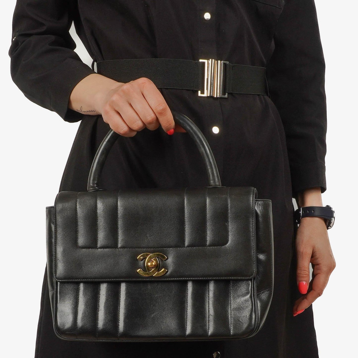 Chanel Black Vertical Quilted Lambskin Kelly Flap Bag