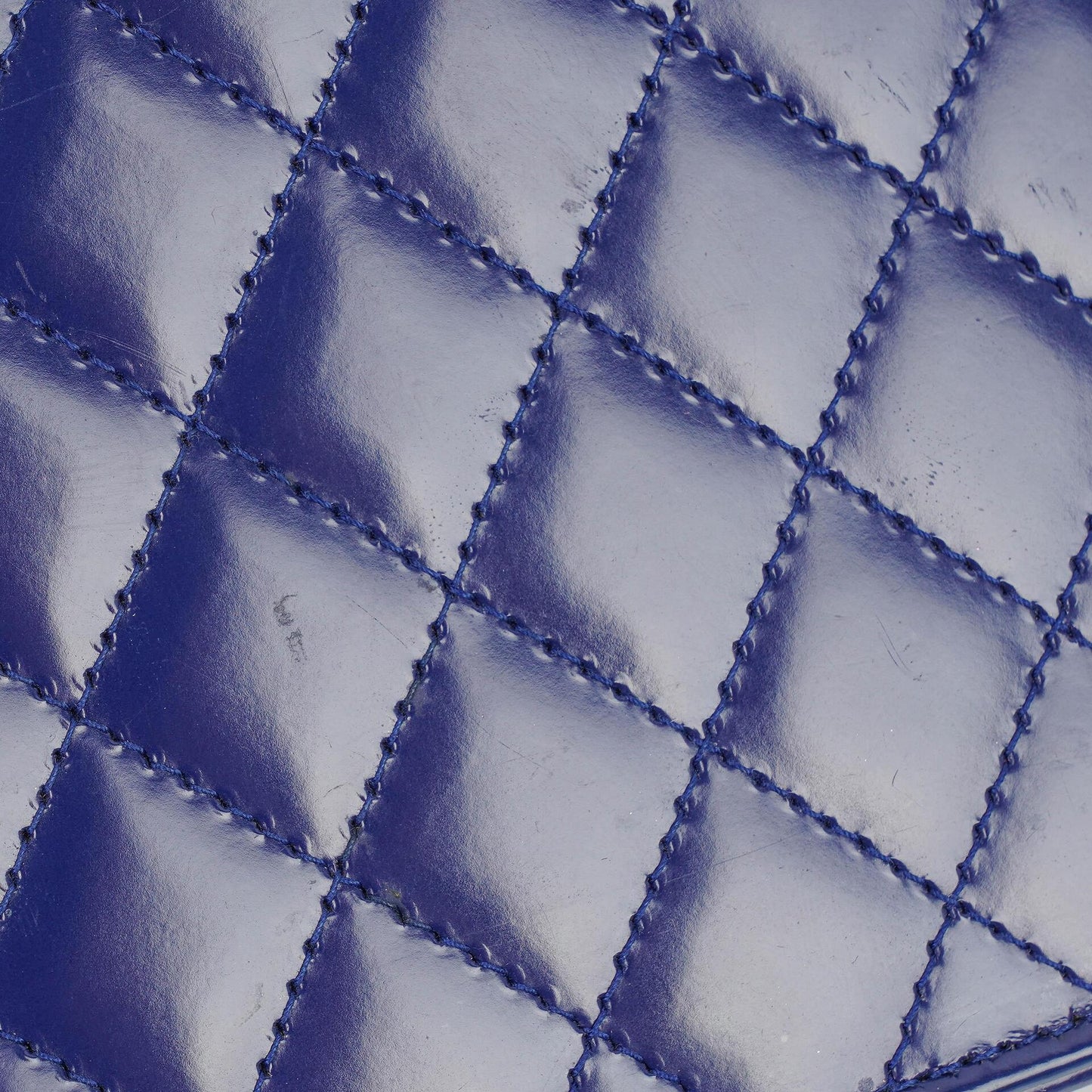 Chanel Blue Quilted Patent Leather Long Flap Bag