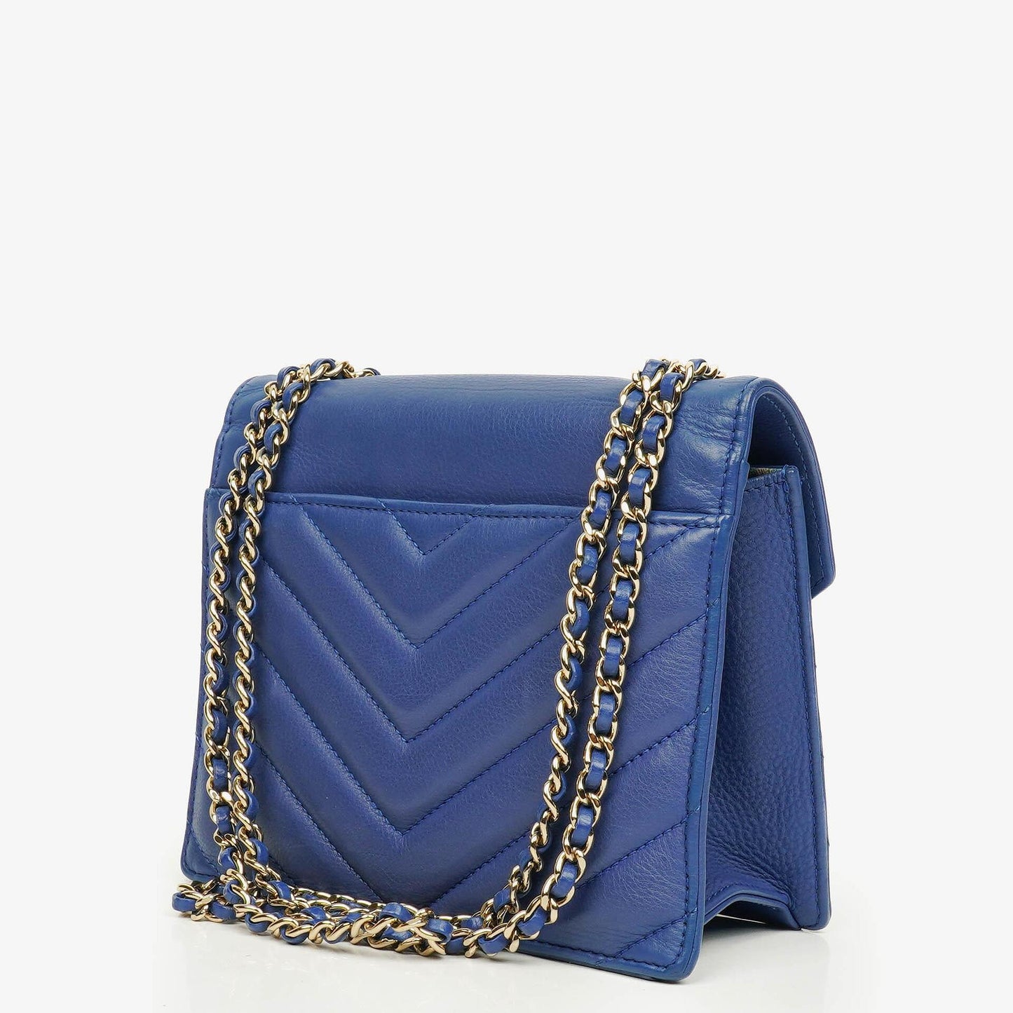Chanel Blue Small Chevron Leather Envelope Flap Bag