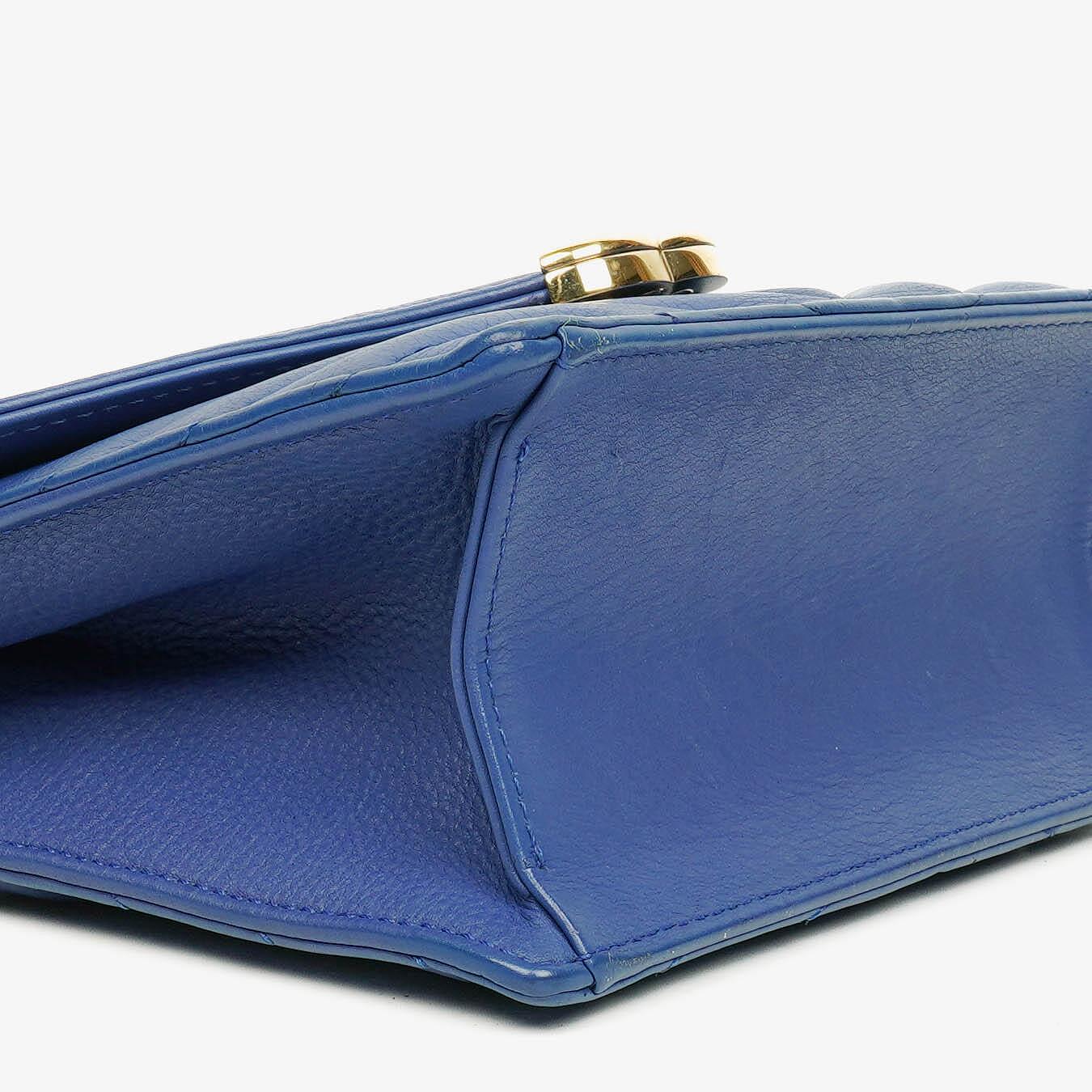 Chanel Blue Small Chevron Leather Envelope Flap Bag